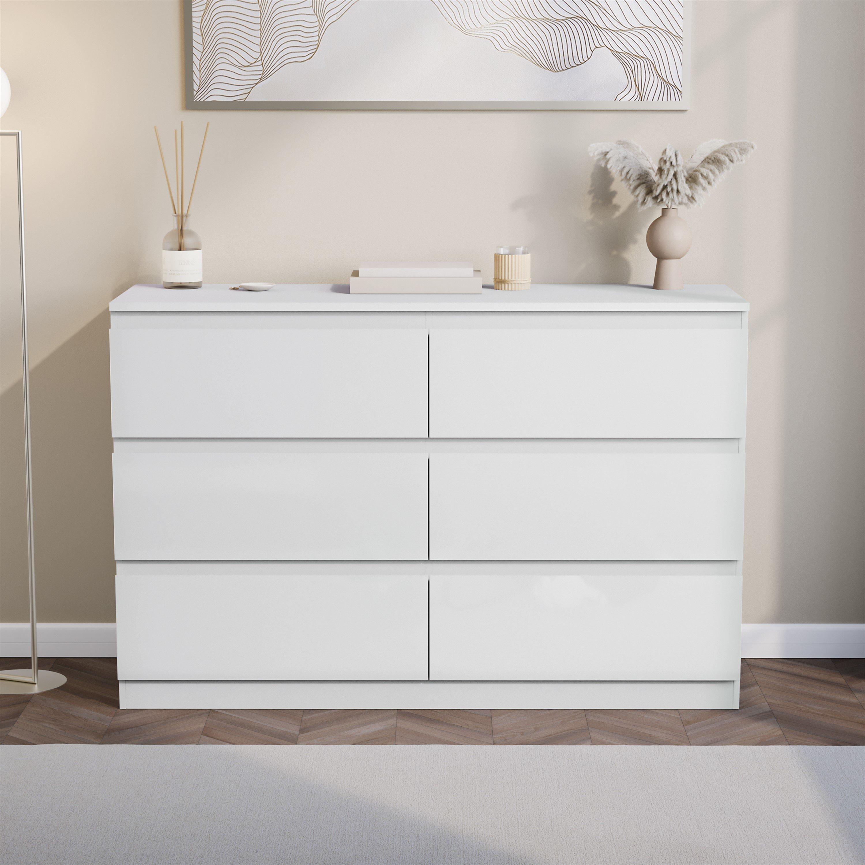 White - Lassic - Glinton High Gloss 6 Drawer Chest - 3