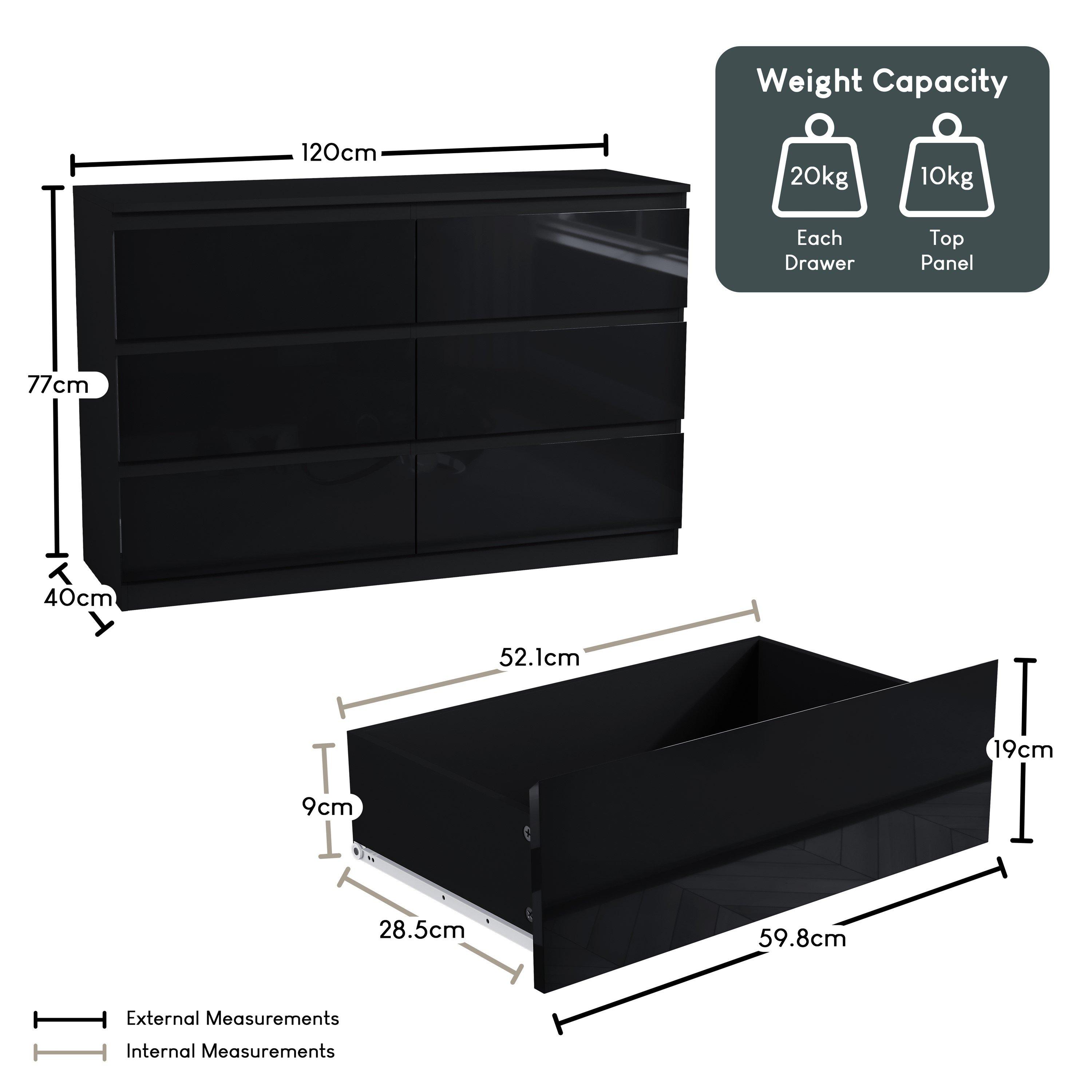 Black - Lassic - Glinton High Gloss 6 Drawer Chest - 2