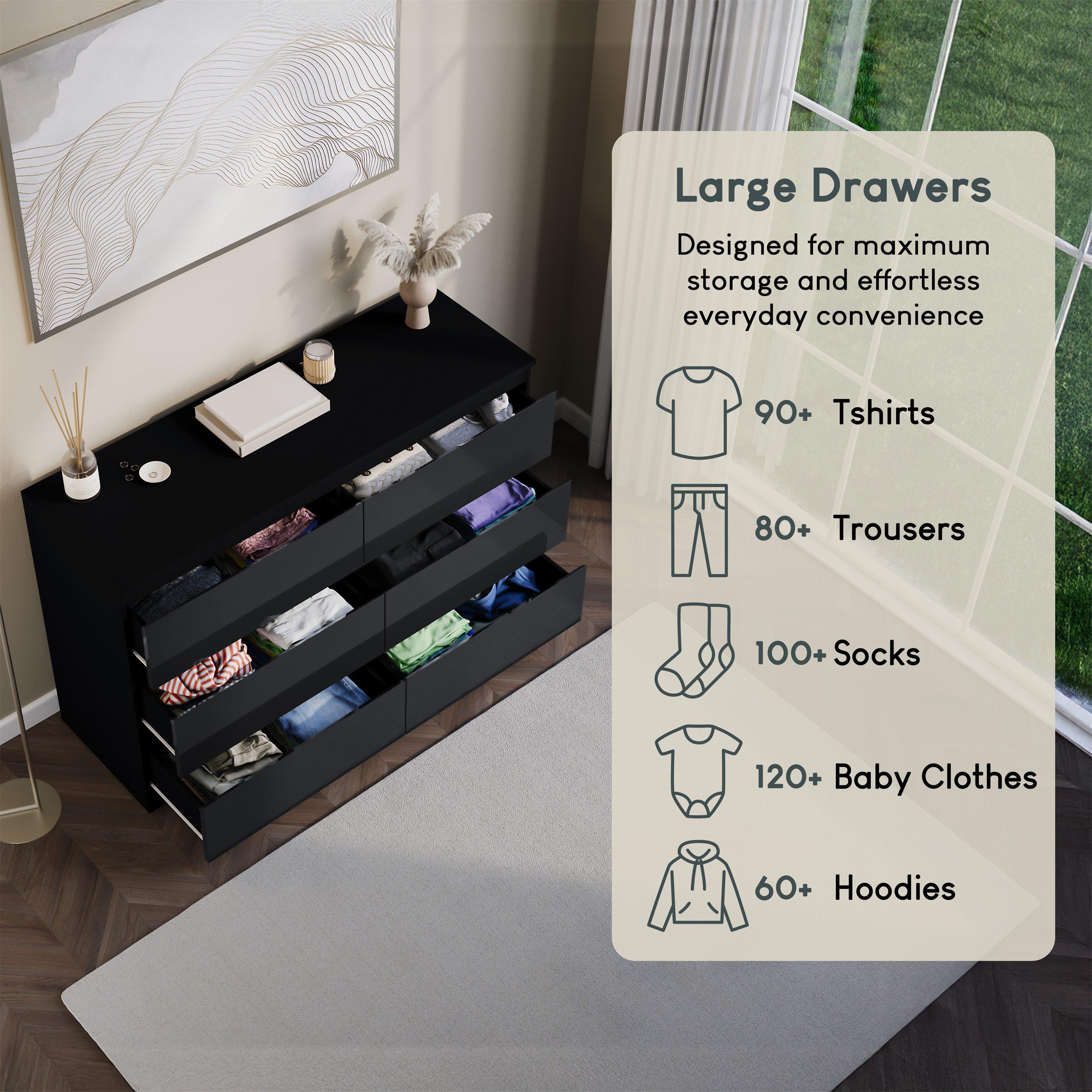 Black - Lassic - Glinton High Gloss 6 Drawer Chest - 5