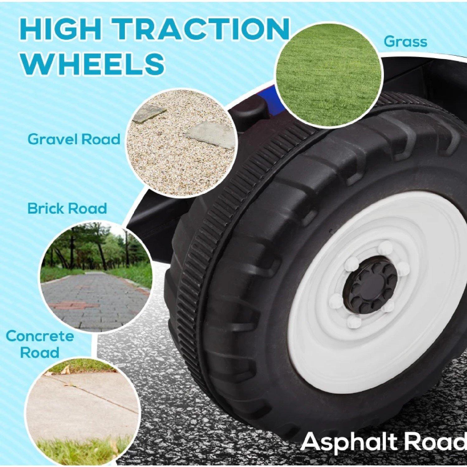 Blue - HOMCOM - Battery Ride On Tractor With Trailer - 7