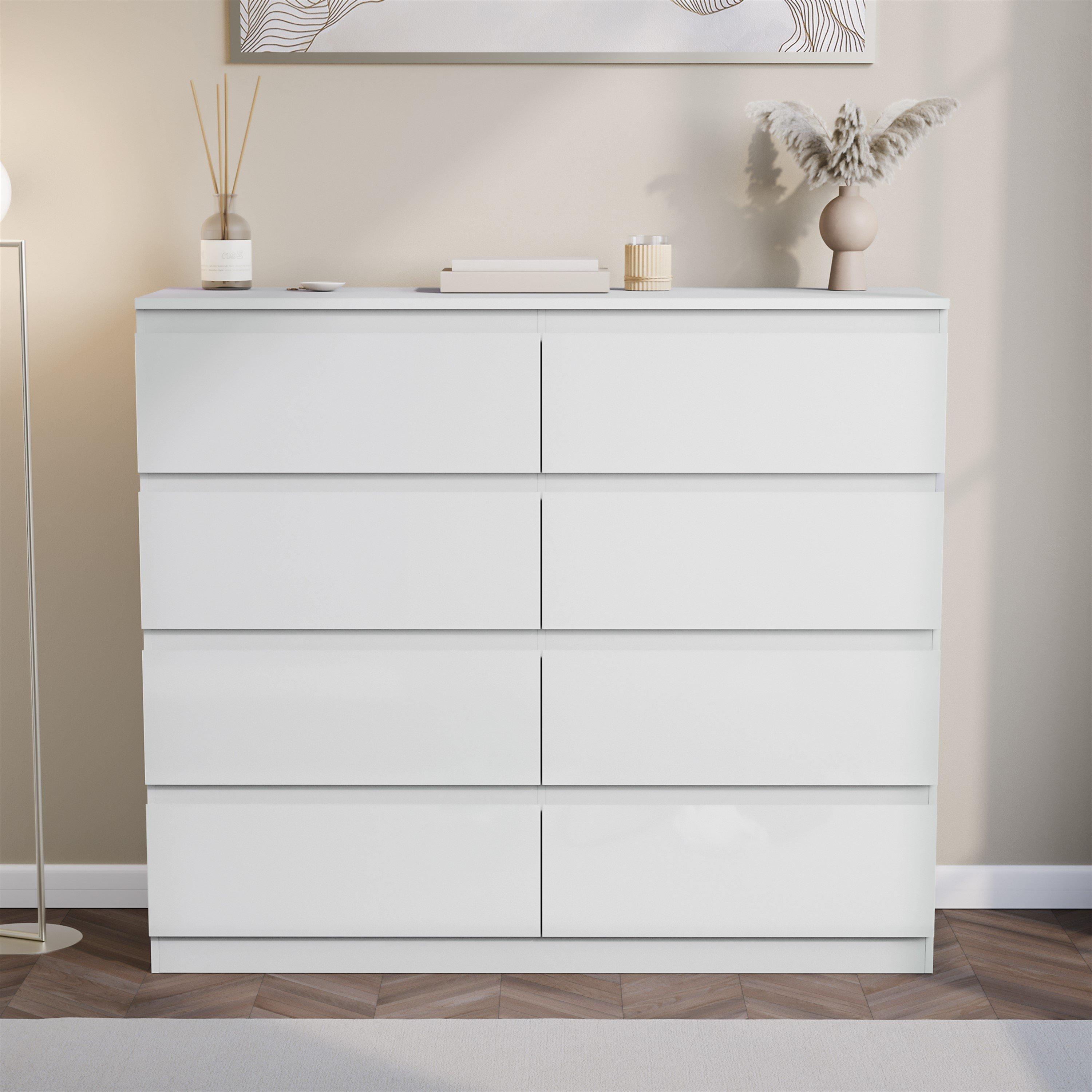 White - Lassic - Glinton High Gloss 8 Drawer Chest - 3