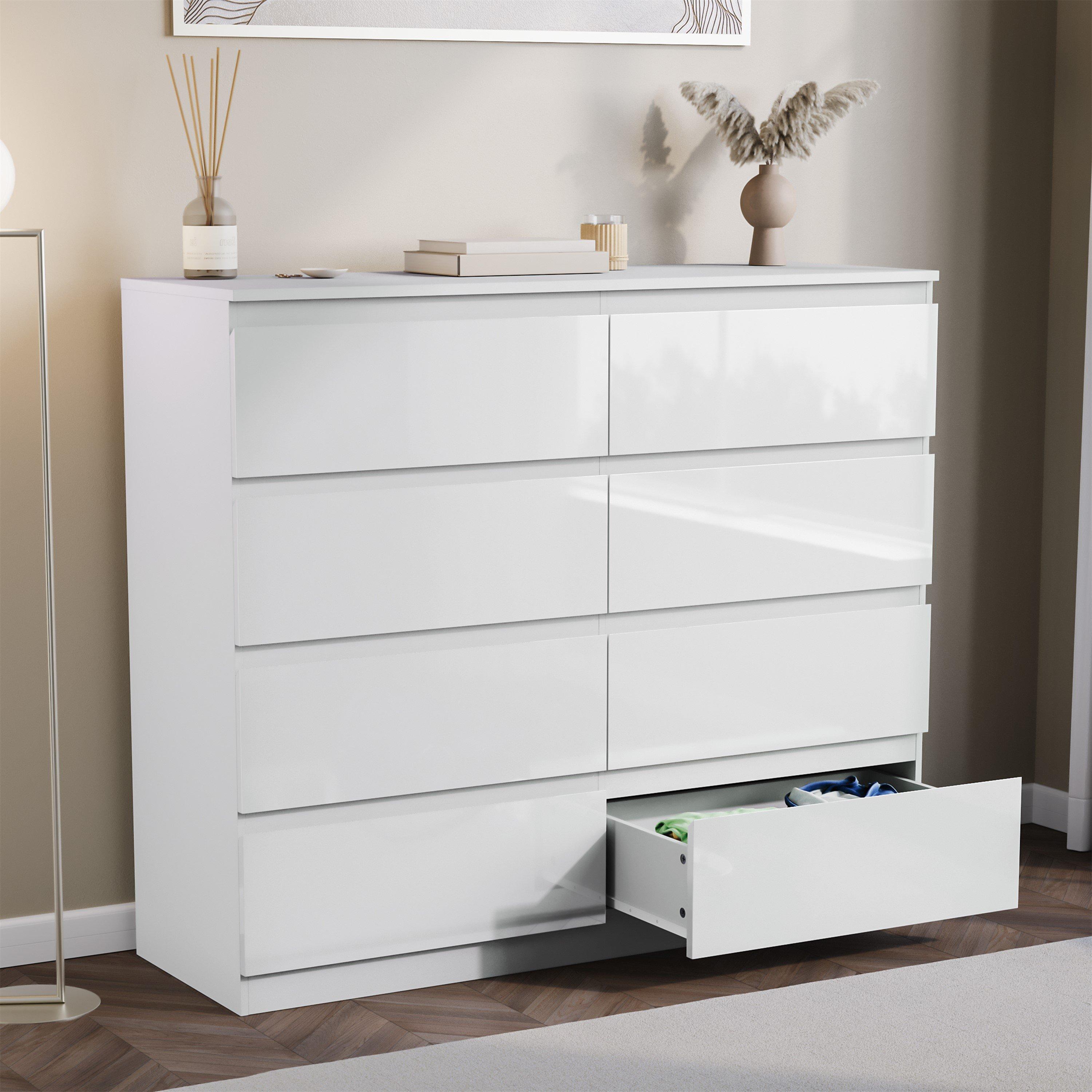 White - Lassic - Glinton High Gloss 8 Drawer Chest - 4