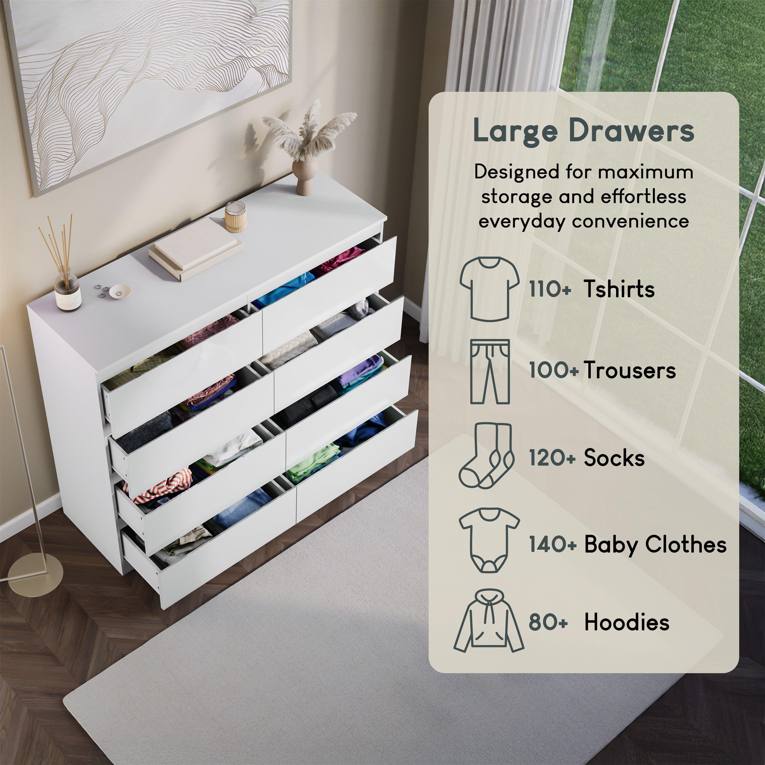White - Lassic - Glinton High Gloss 8 Drawer Chest - 5