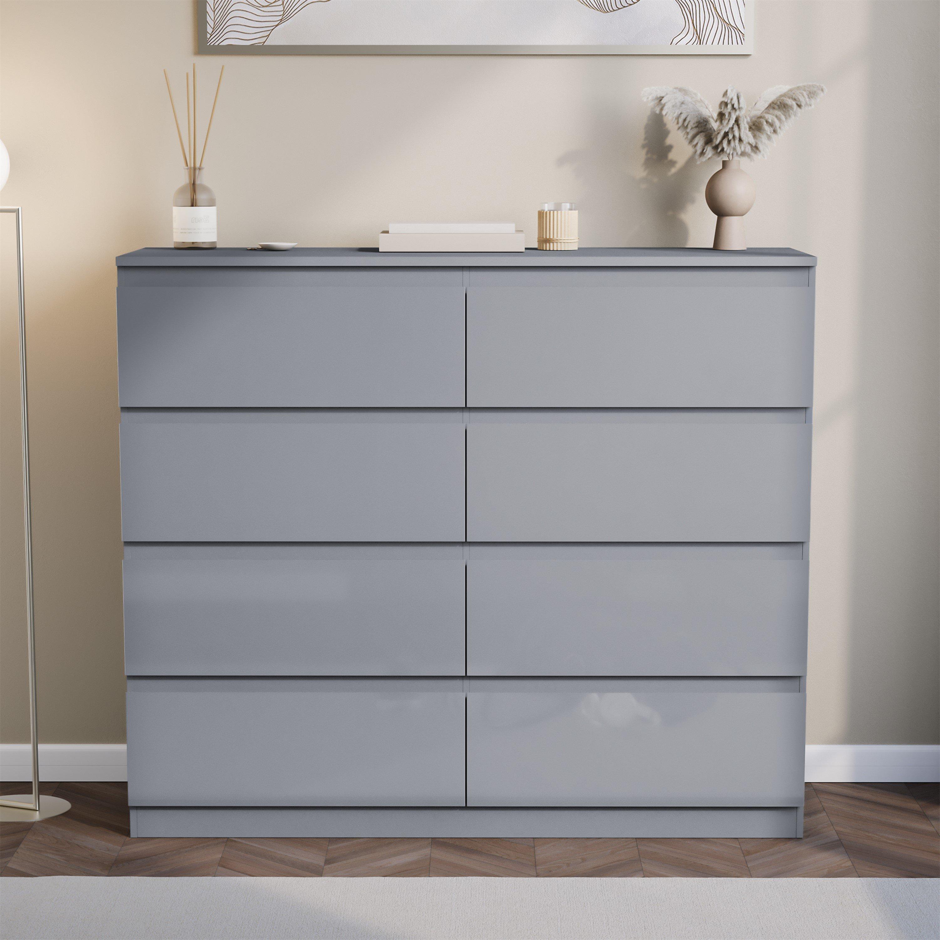 Grey - Lassic - Glinton High Gloss 8 Drawer Chest - 3