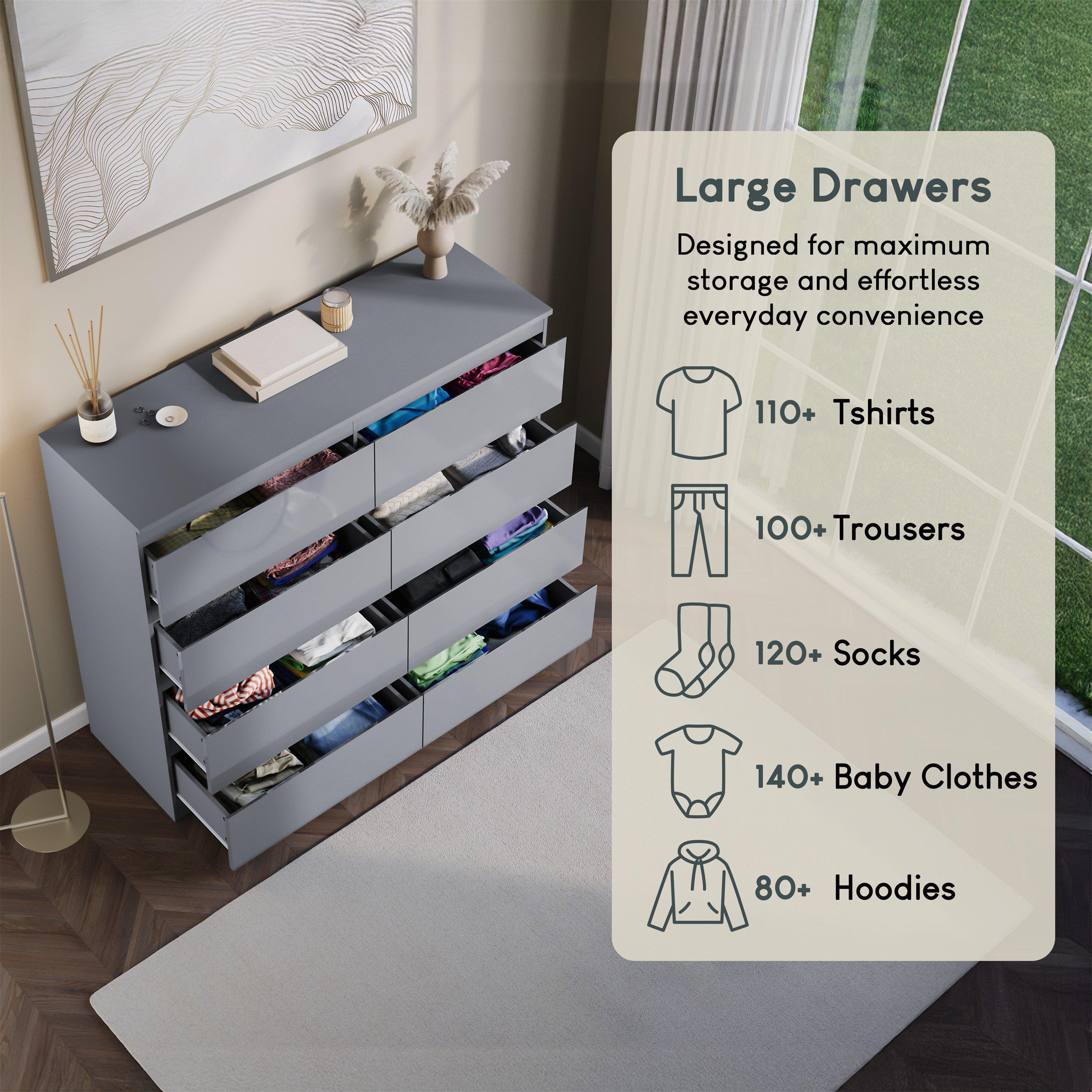 Grey - Lassic - Glinton High Gloss 8 Drawer Chest - 5
