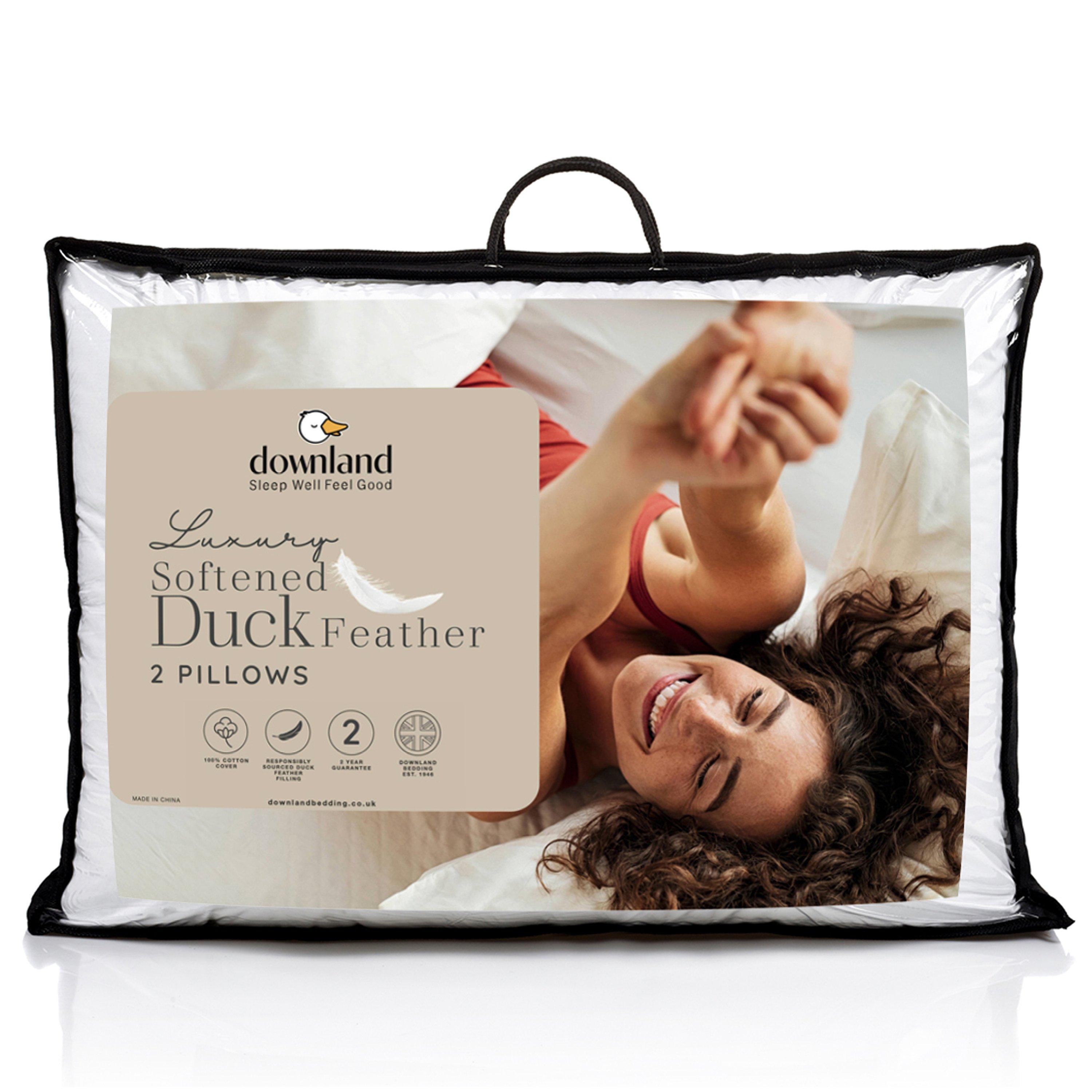 White - Downland - Luxury Softened Duck Feather Pillow Pair - 1