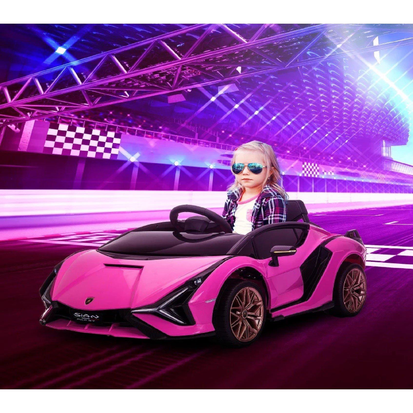 Pink - HOMCOM - Lamborghini Sian Licensed 12V Electric Car - 2
