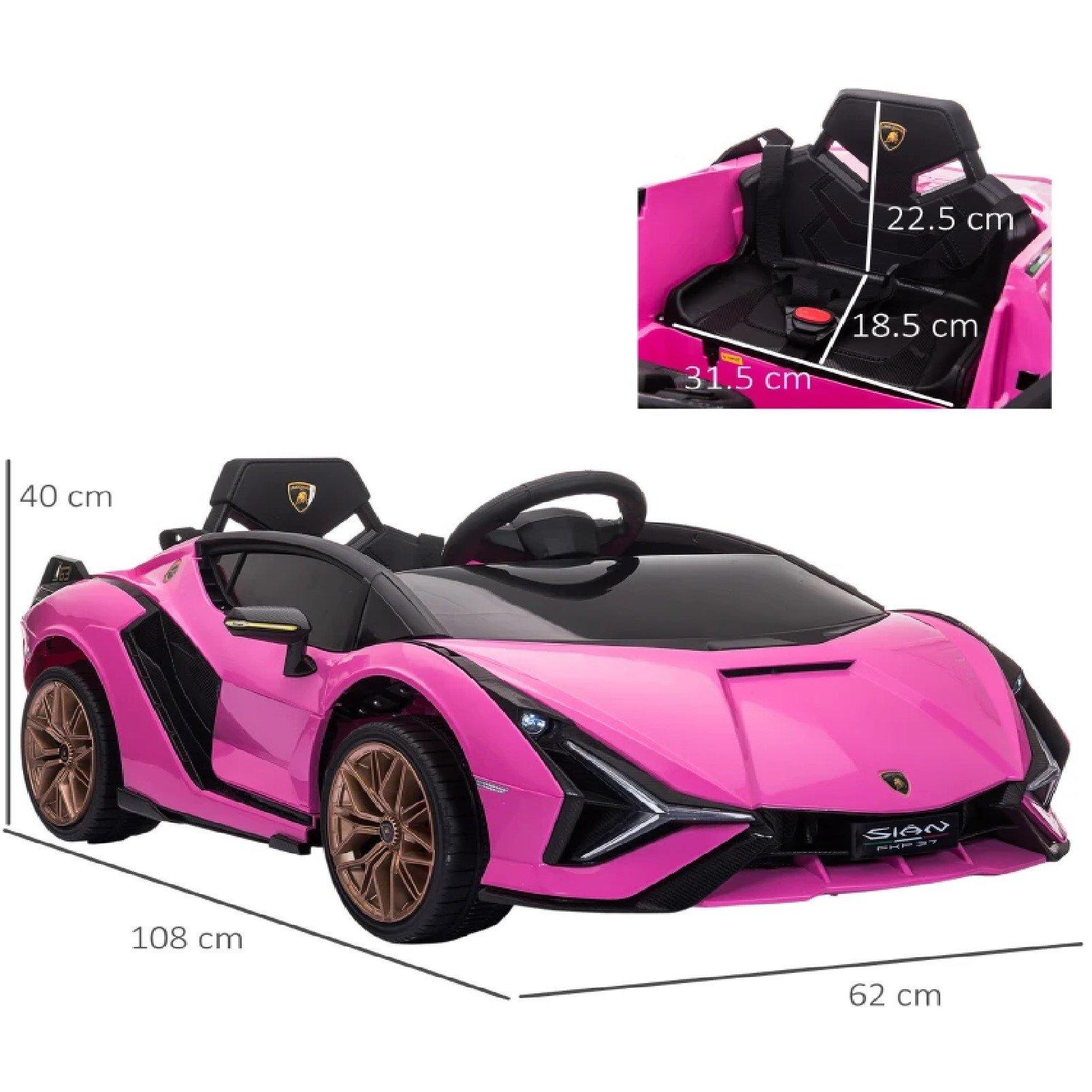 Pink - HOMCOM - Lamborghini Sian Licensed 12V Electric Car - 3