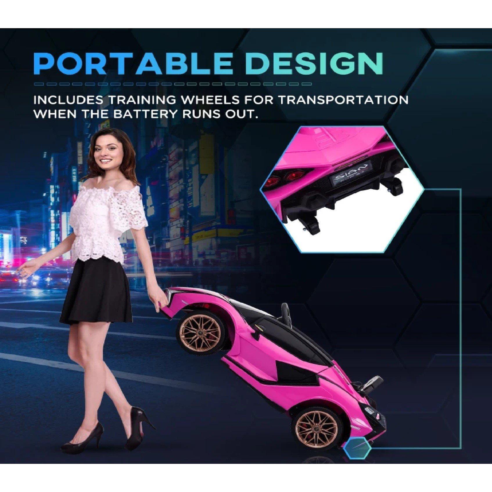 Pink - HOMCOM - Lamborghini Sian Licensed 12V Electric Car - 8