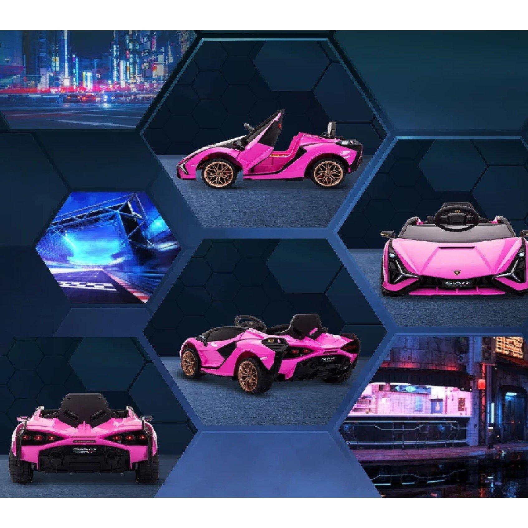 Pink - HOMCOM - Lamborghini Sian Licensed 12V Electric Car - 9