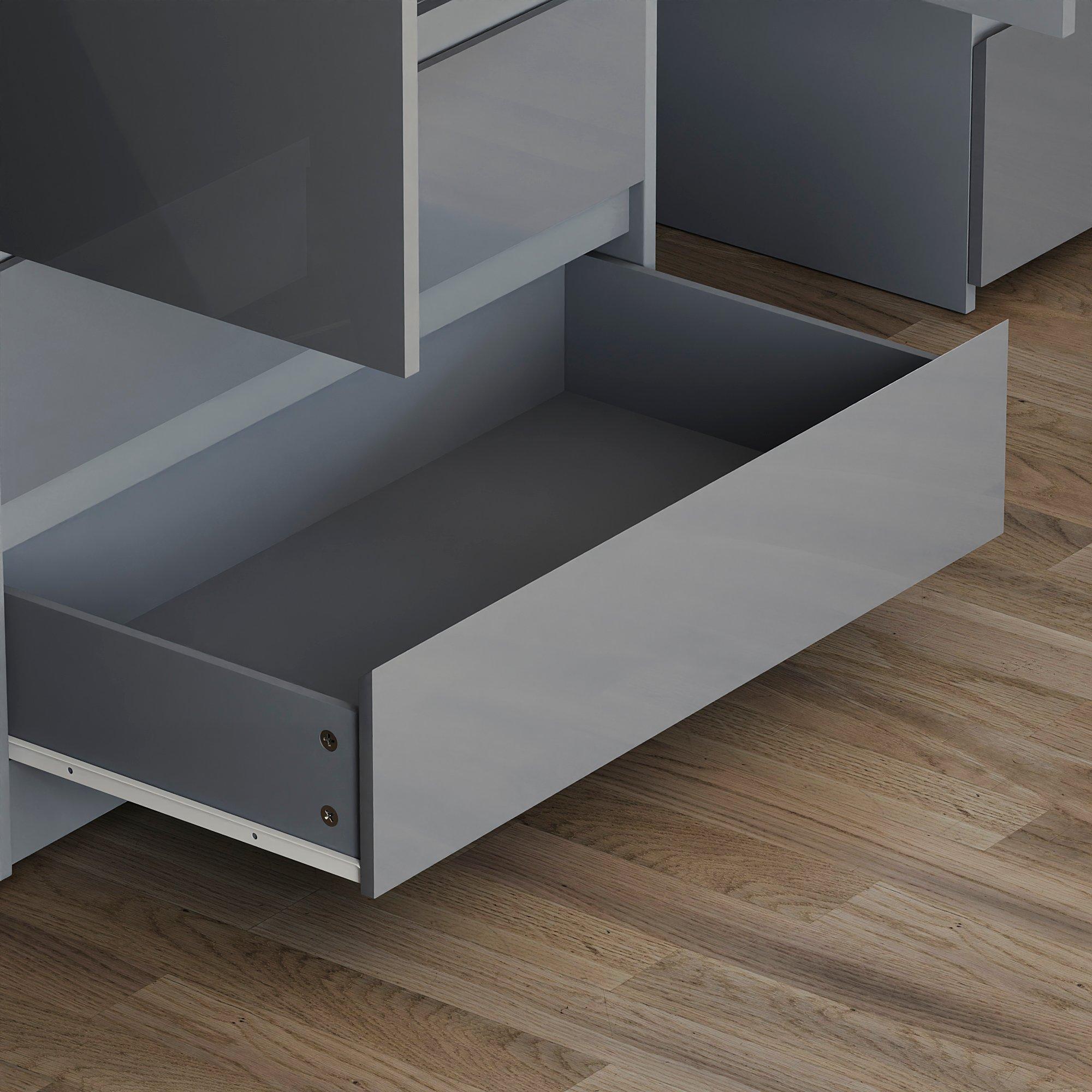 Grey - Lassic - Glinton High Gloss 2 Door 2 Drawer Wardrobe - 4