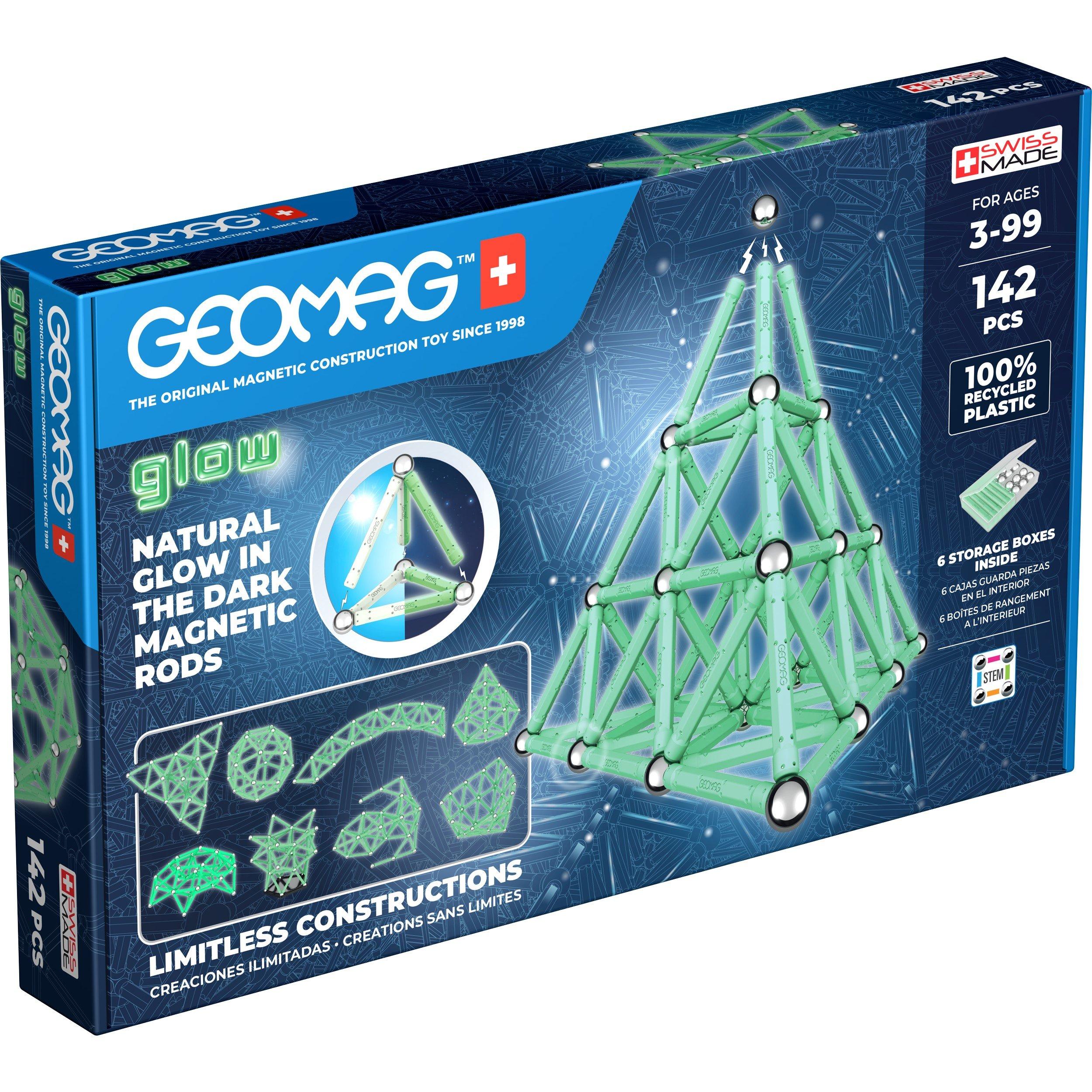 Multi - GEOMAG - Classic Glow Magnetic Shapes - 142 Pieces - 1