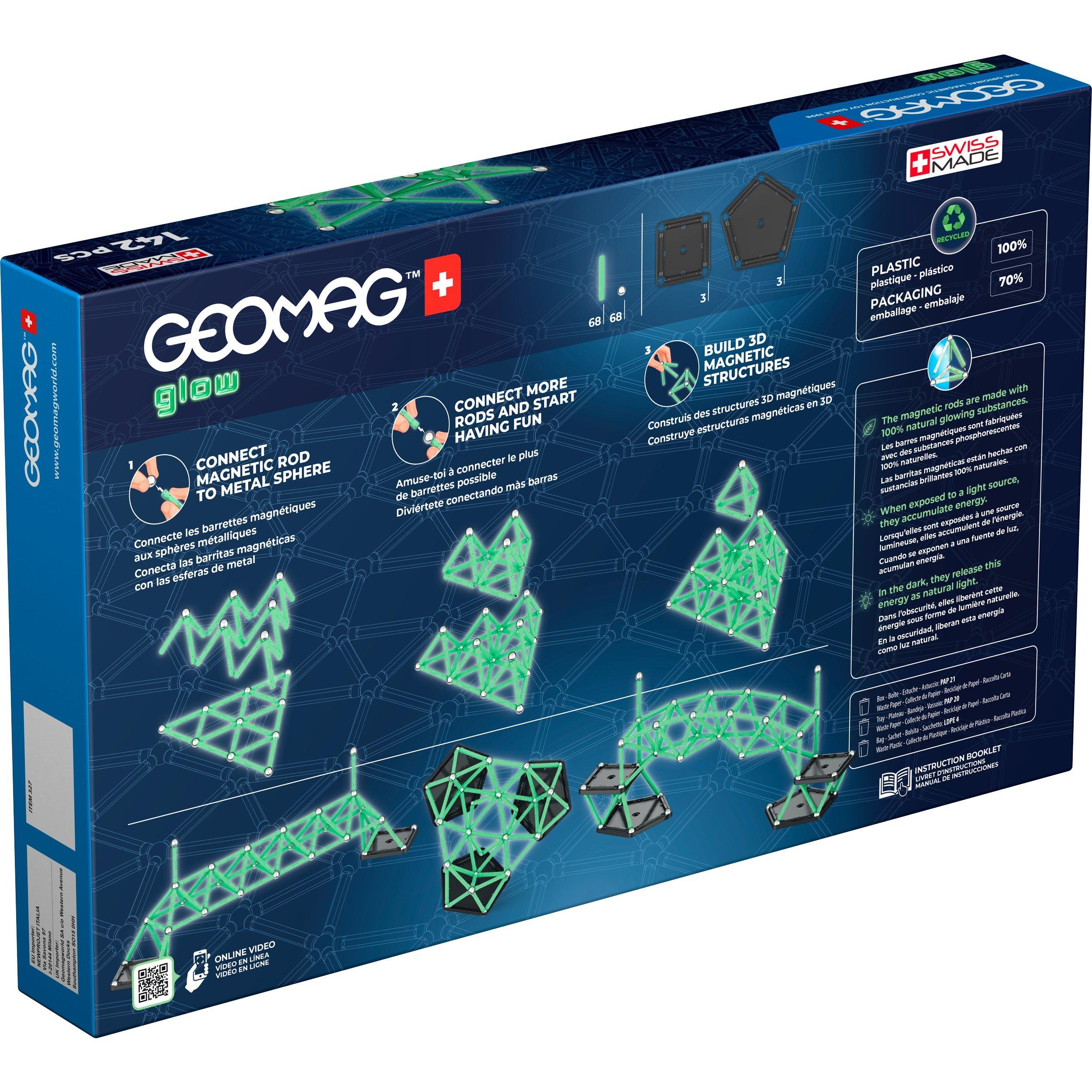 Multi - GEOMAG - Classic Glow Magnetic Shapes - 142 Pieces - 2