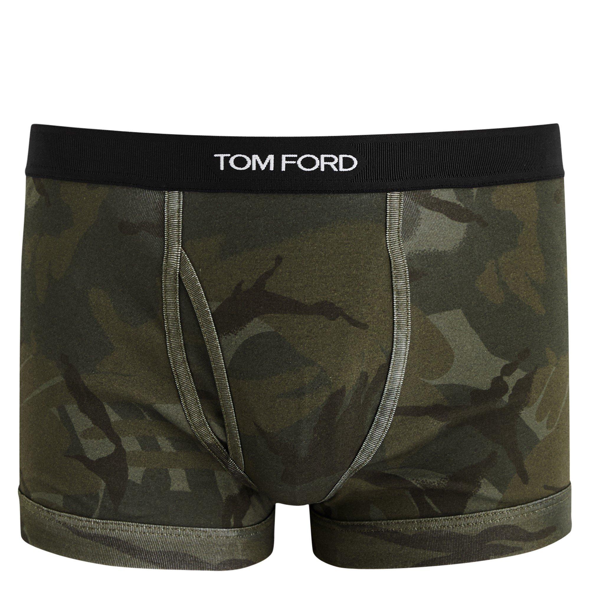 KHAKI - Tom Ford - Men's Leopard Print Cotton Boxer