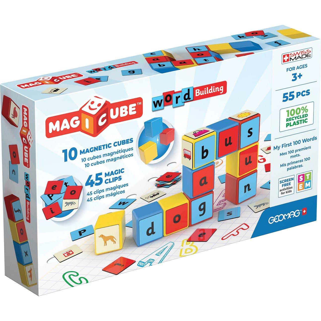 Geomag  Kids Magicube Magnetic Shapes Word Builder - 55 Pieces - 