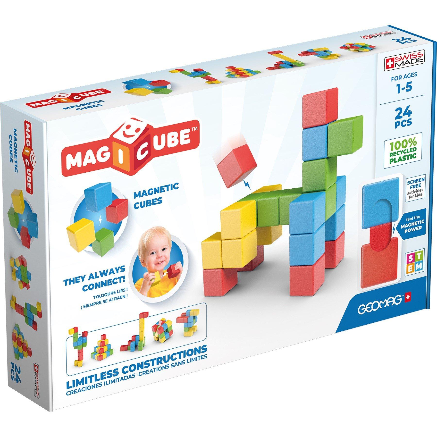 Multi - GEOMAG - Magicube Full Colour Recycled - 24 Magnetic Shapes - 1