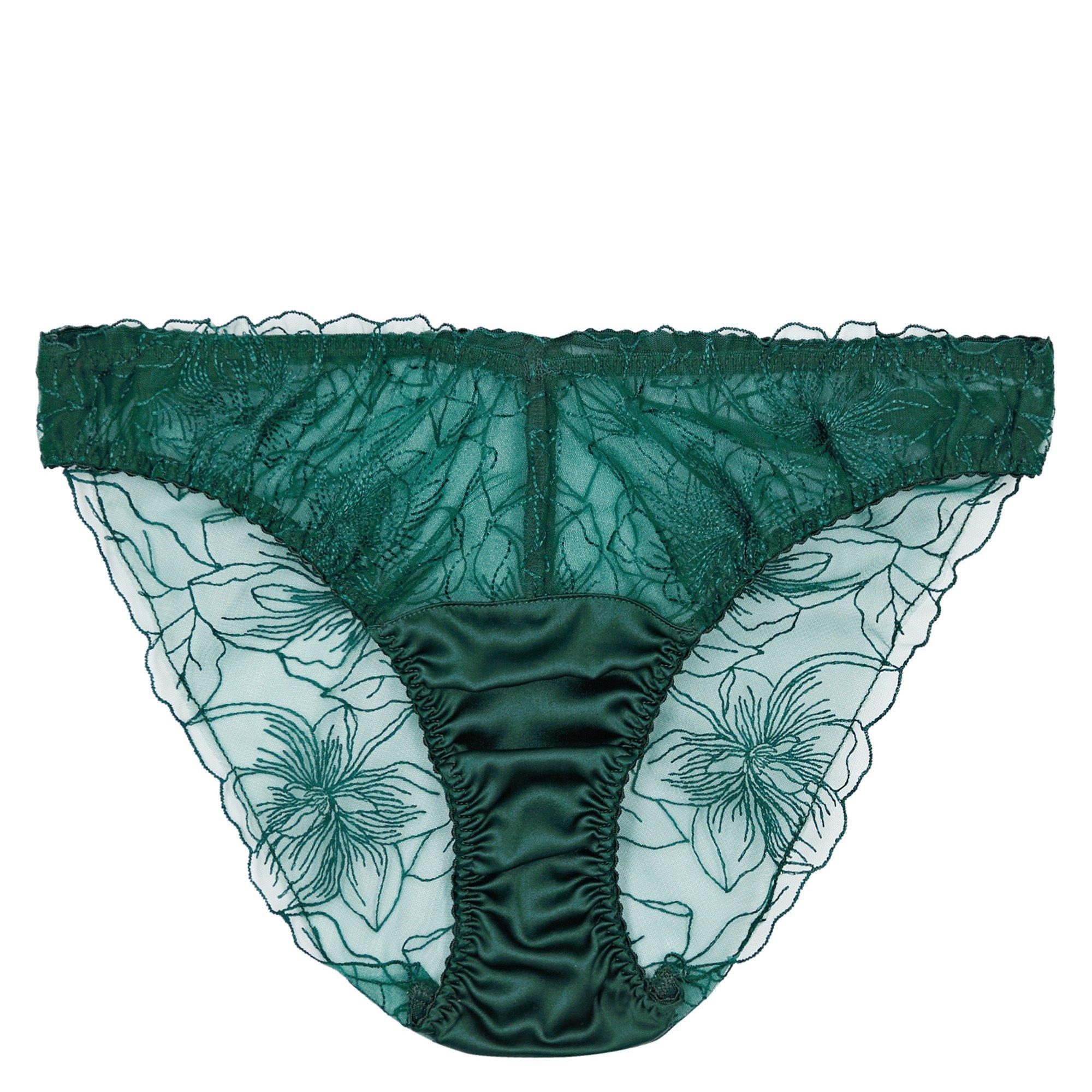 DARK GREEN - Fleur of England - B EVA FLORAL LACE SILK BRIEF - 1