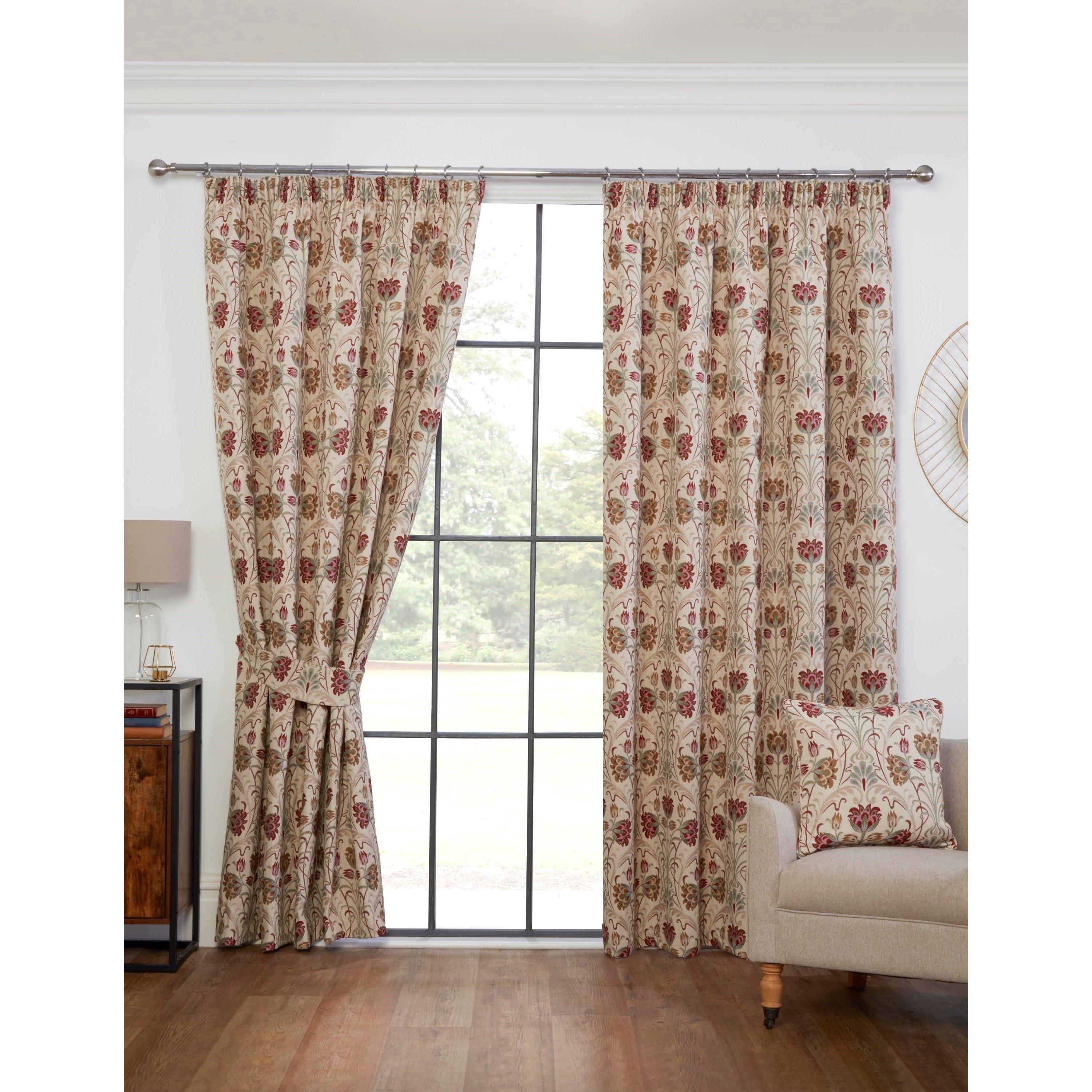 Sundour  Aylesbury Floral Pencil Pleat Curtains - Natural - 46x90 In