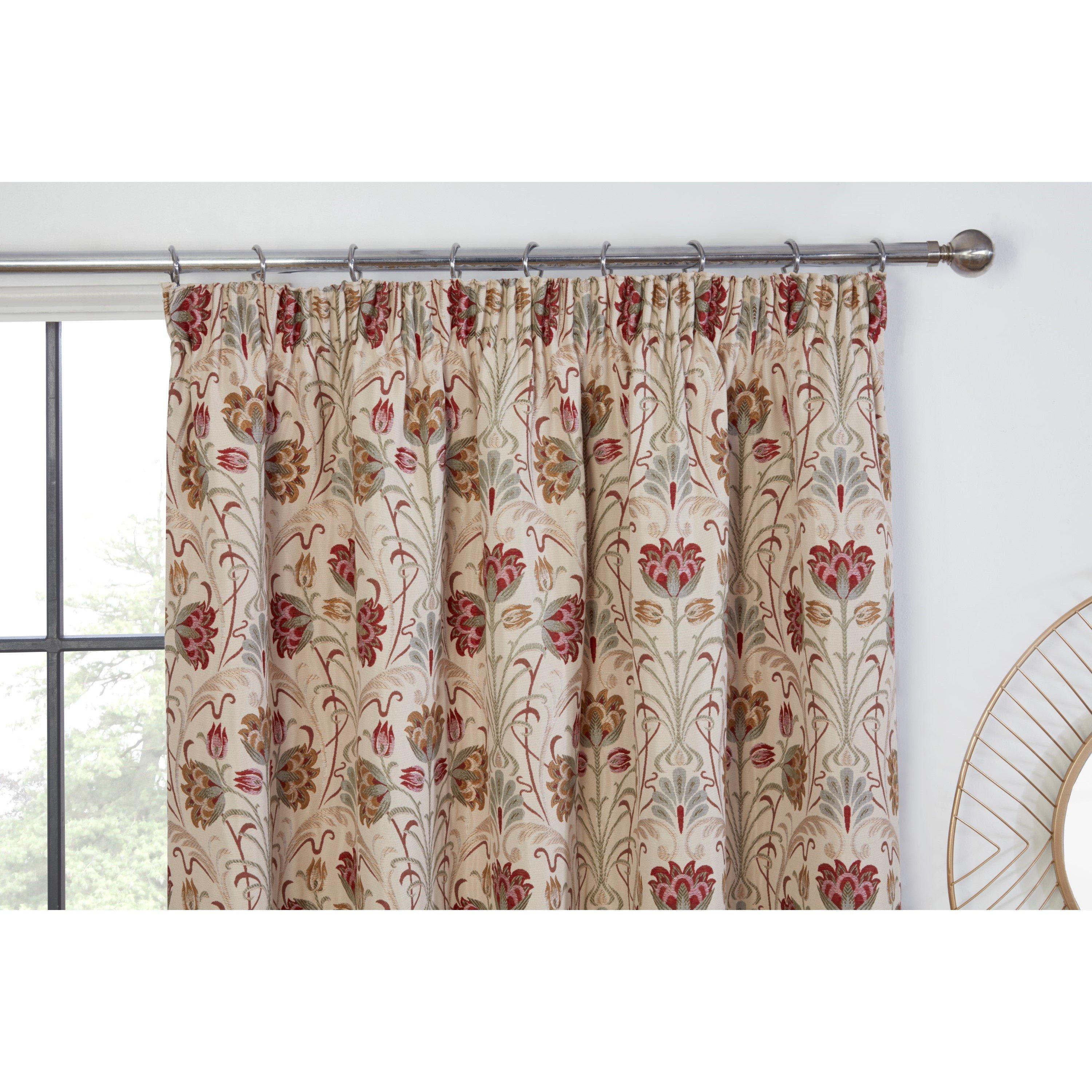 Natural - Sundour - Aylesbury Floral Pencil Pleat Curtains - 2