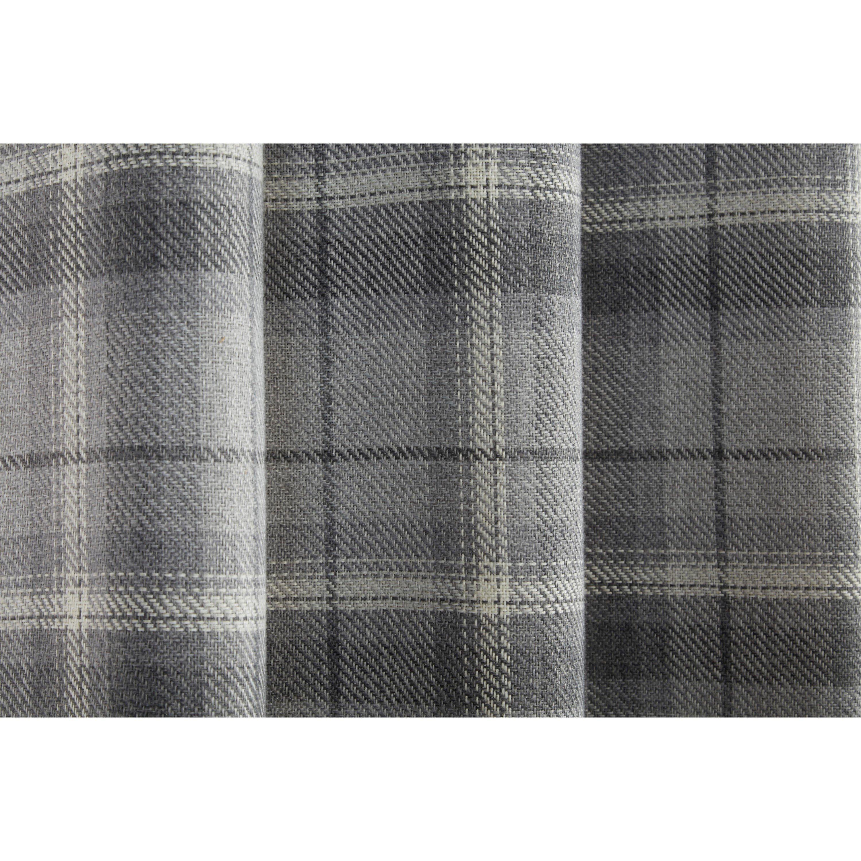 Grey - Sundour - Carnoustie Tartan Eyelet Curtains - 4