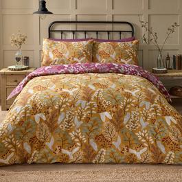 Dreams and Drapes Enchanted Owls and Ferns Duvet Cover Set in Gold