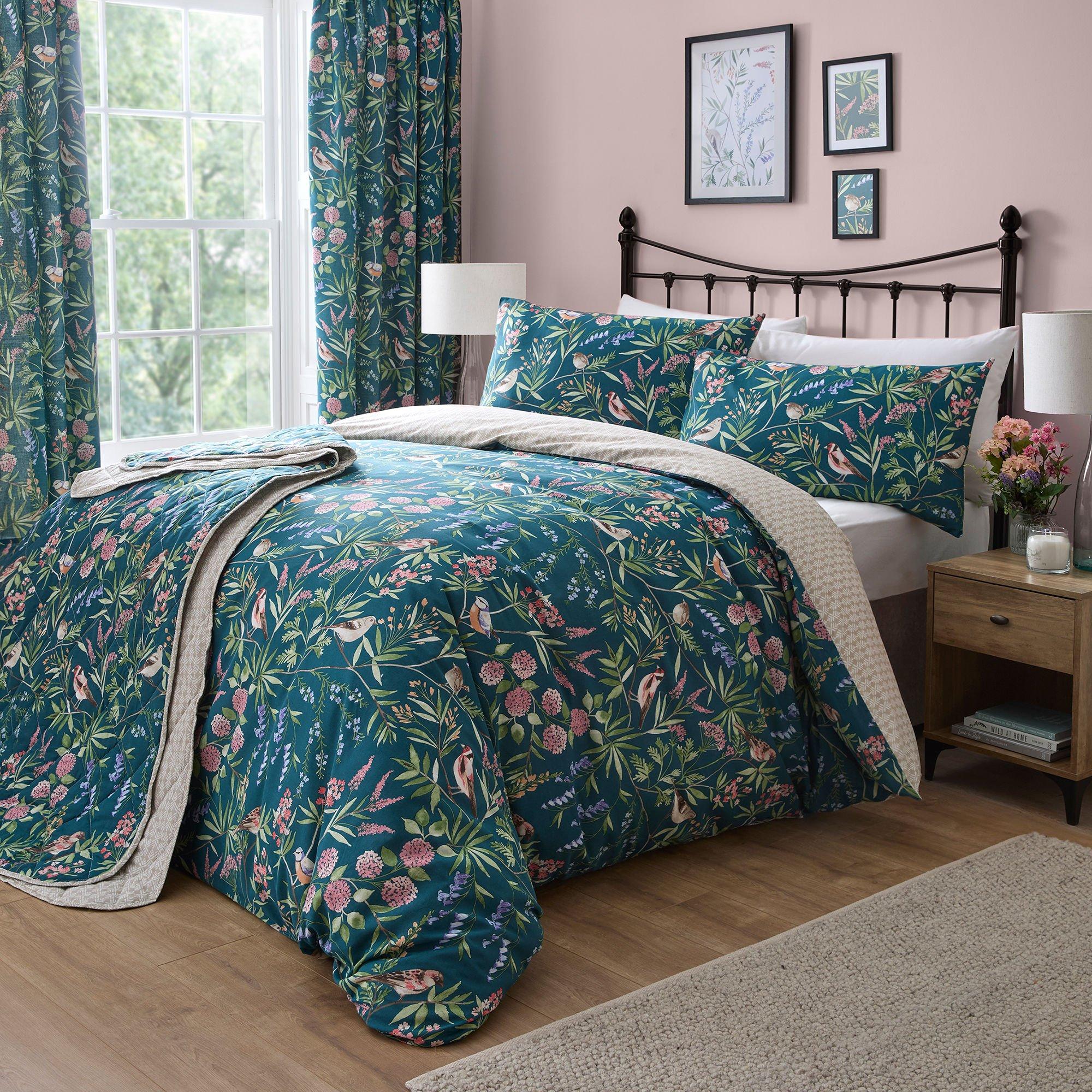 Green - Dreams and Drapes - Caraway Garden Floral Bedspread in Green - 2