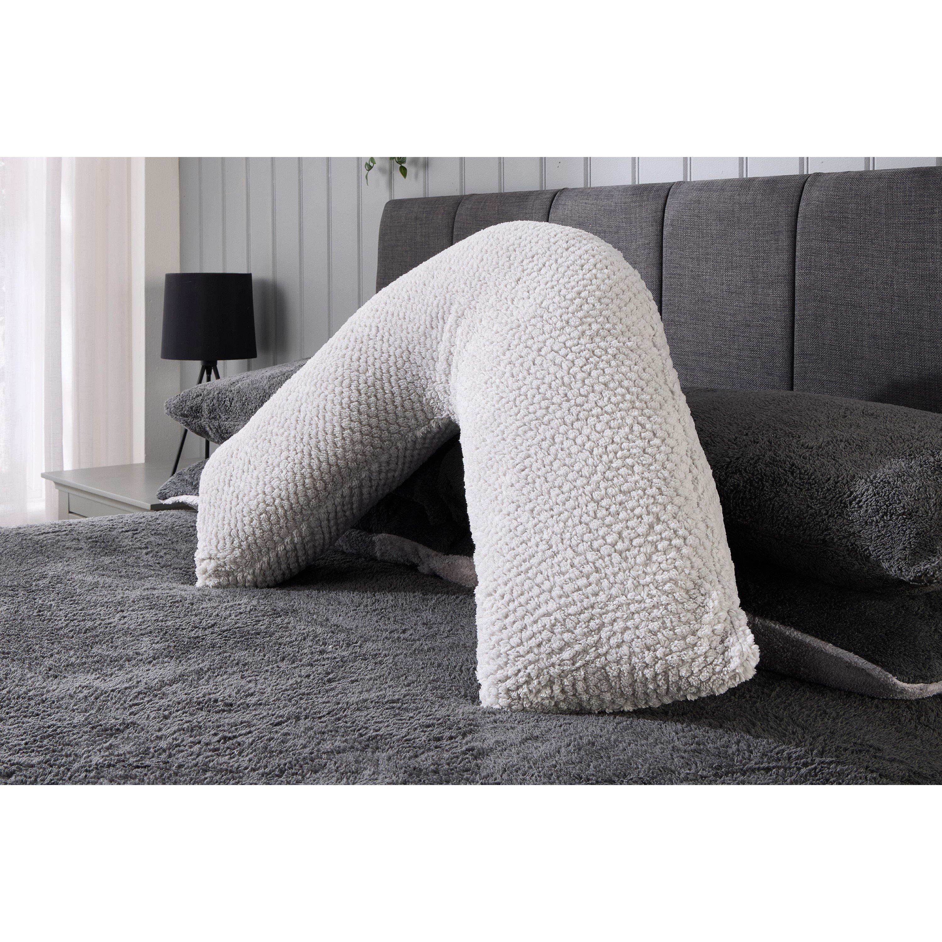 Grey - Downland - Waffle V Shaped Pillow - Grey - 1