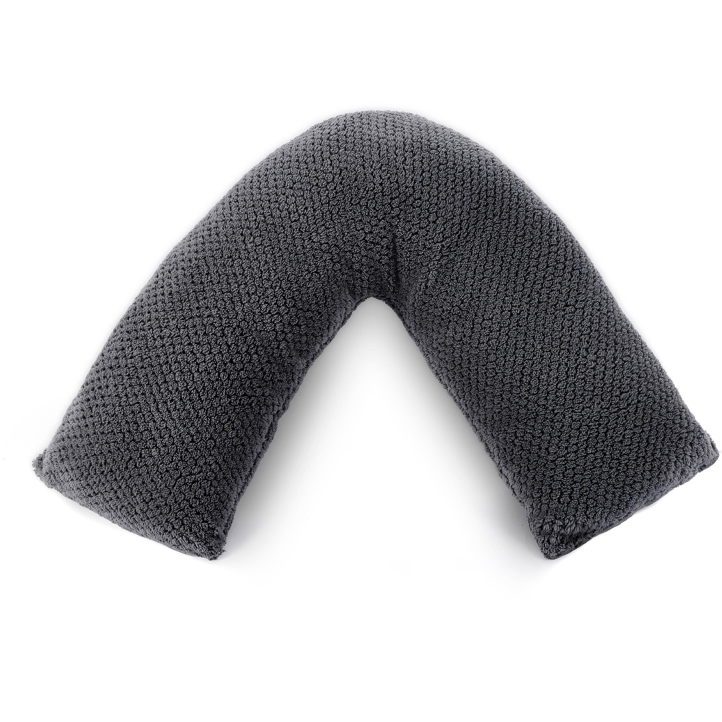 Charcoal - Downland - Waffle V Shaped Pillow - Grey - 4