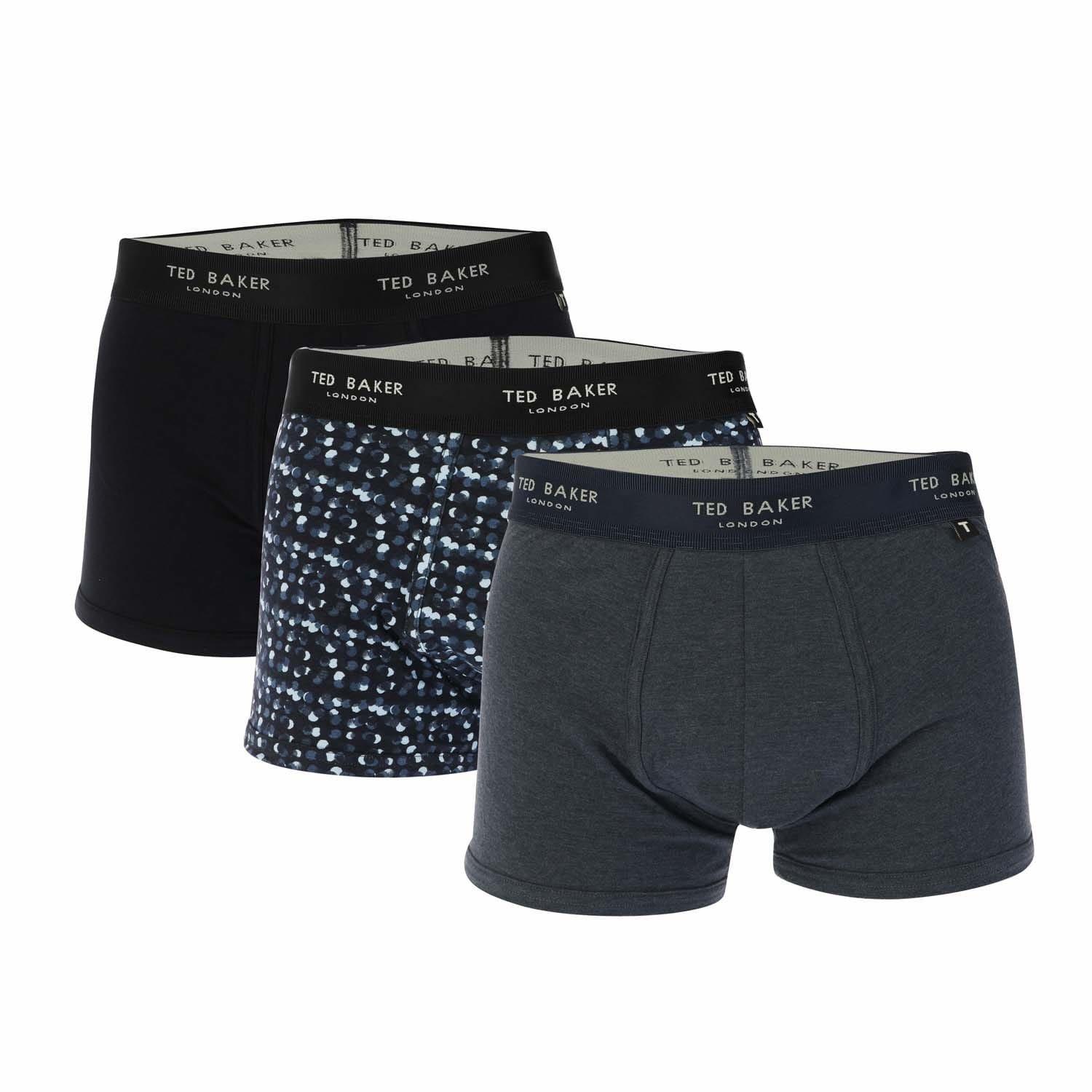 Navy - Ted Baker - 3 Pack of Cotton Trunks - 2