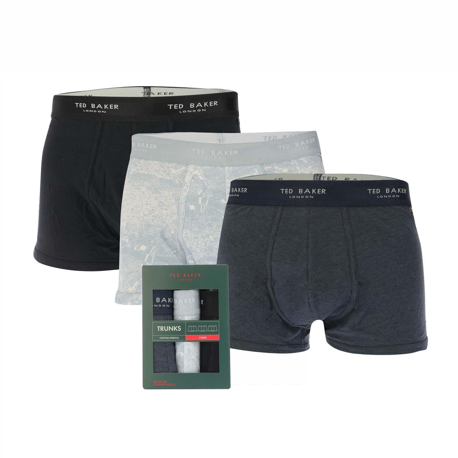 Blue Navy - Ted Baker - 3 Pack of Cotton Trunks - 1
