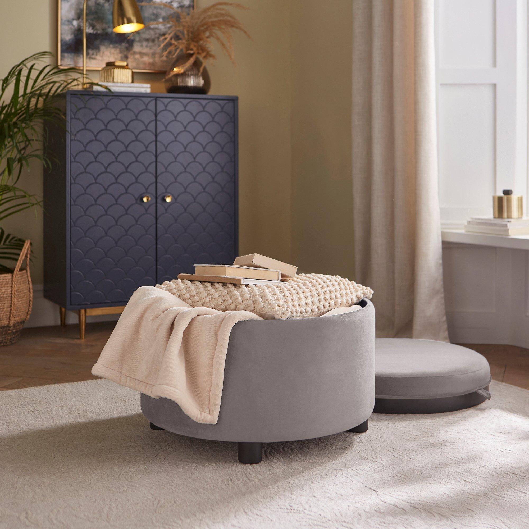 Grey - GFW - Leylani Tray Table Storage Stool Grey - 3