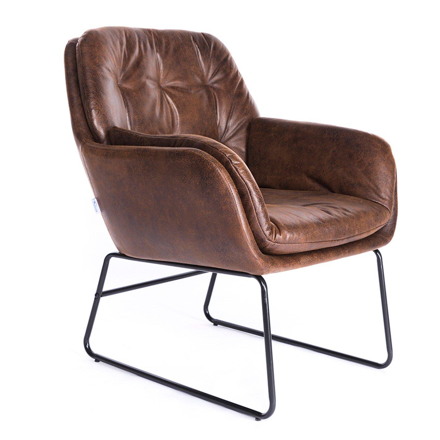 Brown - Kabinet UK - Contemporary Metal Legs Tufted Leisure Armchair - 1