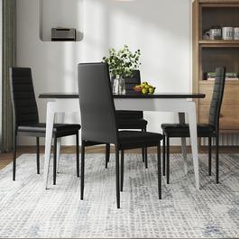 Cottonfy UK 4 Pcs Faux Leather Armless High Back Dining Chairs