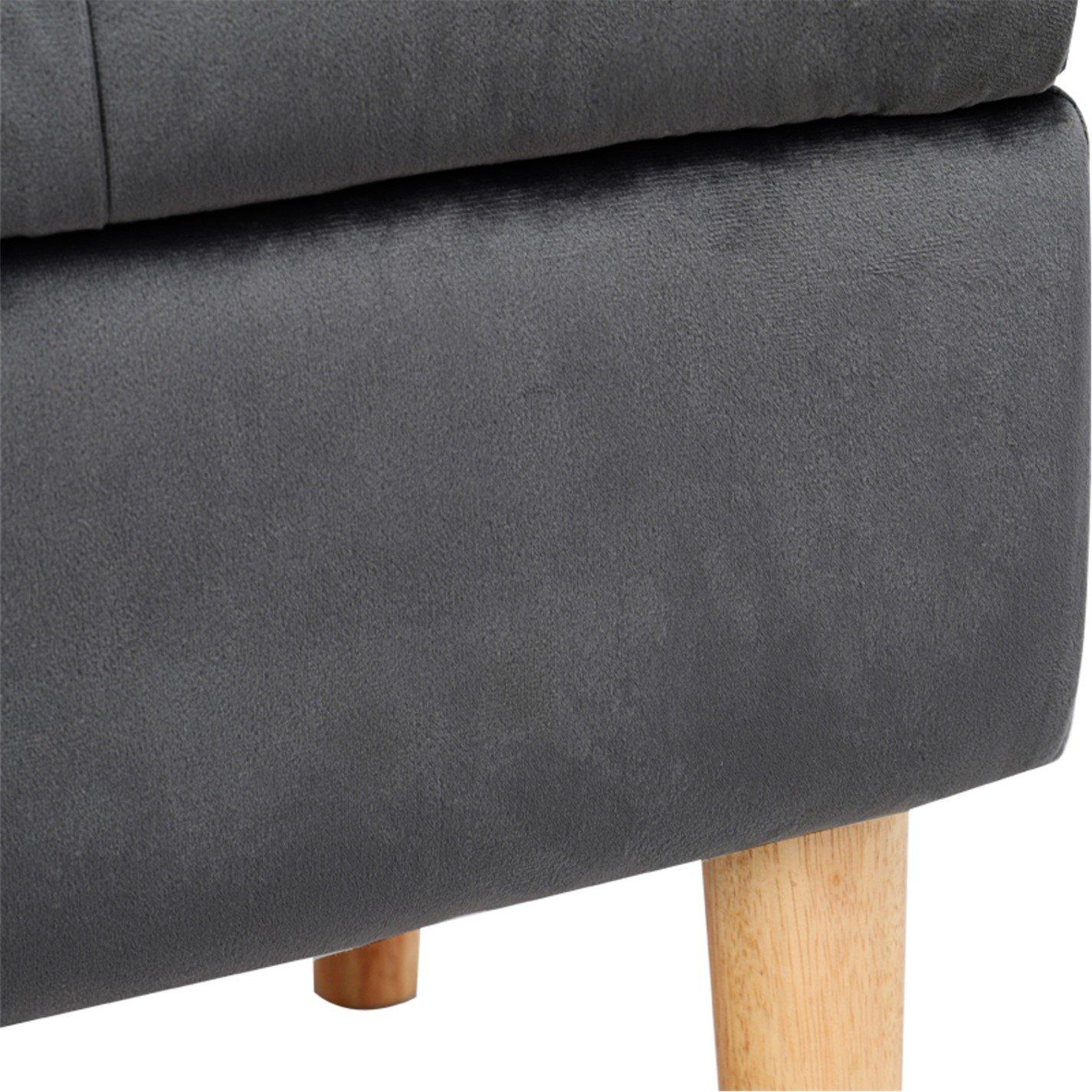 Grey - Kabinet UK - Velvet Storage Bench with Rubber Wooden Leg - 7