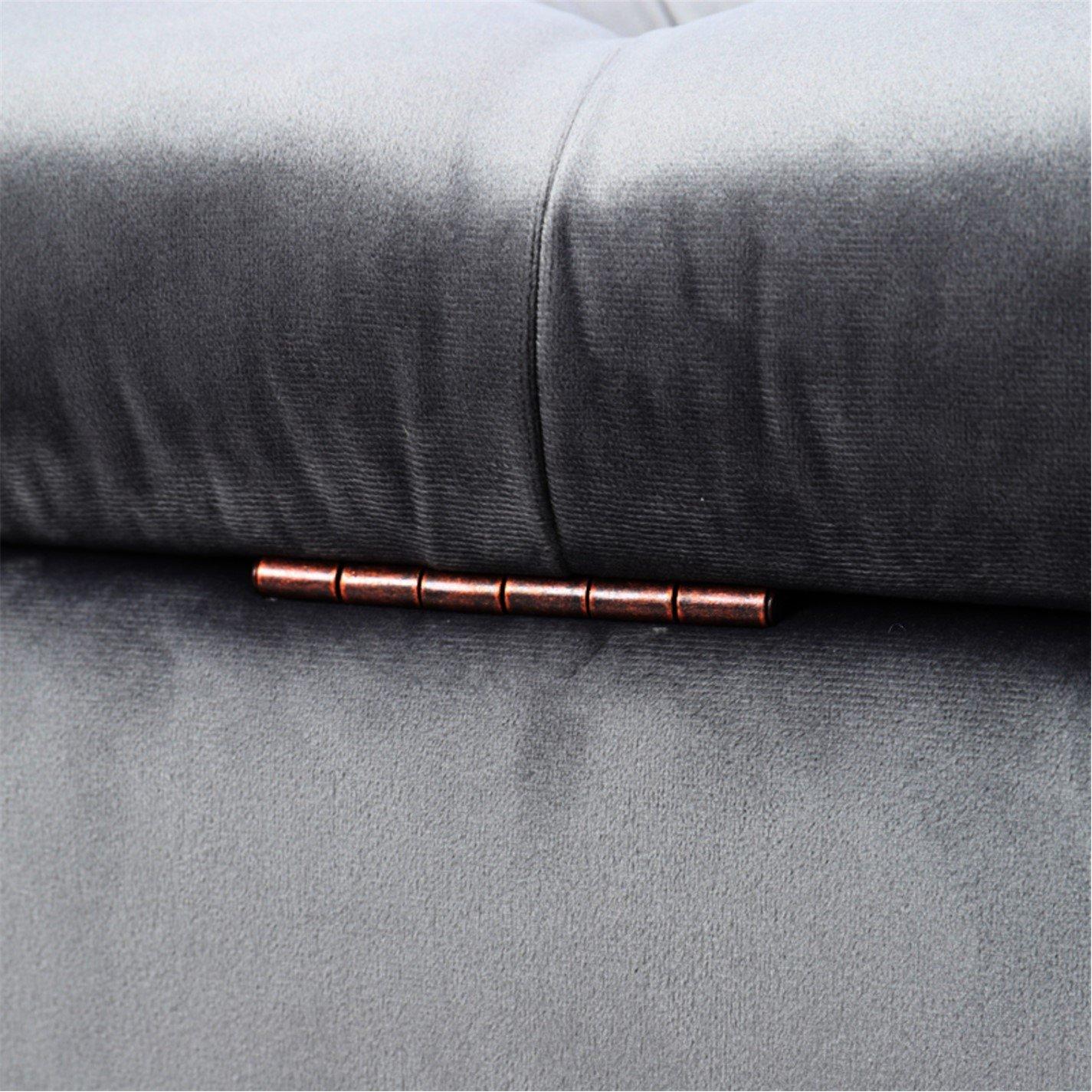 Grey - Kabinet UK - Velvet Storage Bench with Rubber Wooden Leg - 8