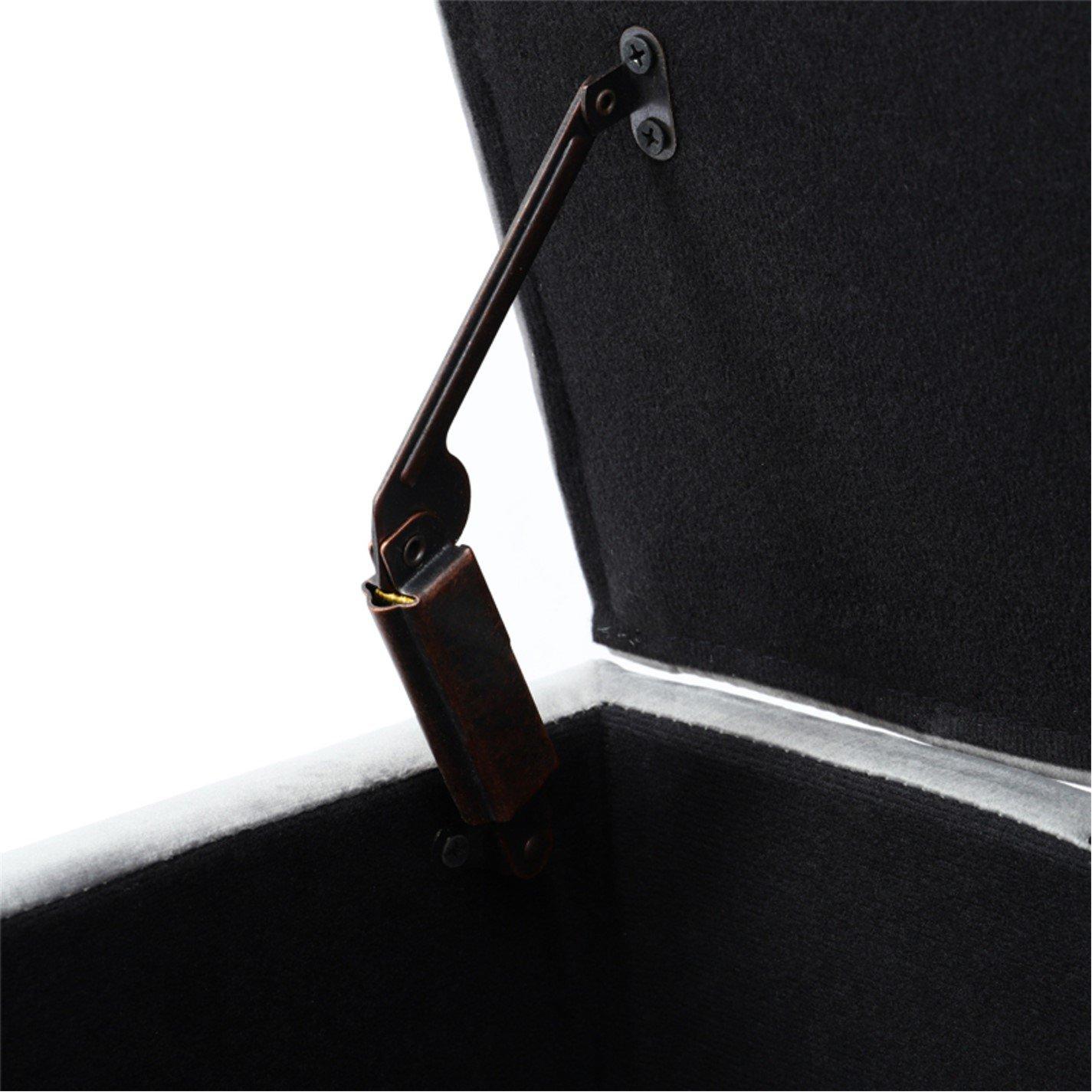 Grey - Kabinet UK - Velvet Storage Bench with Rubber Wooden Leg - 10