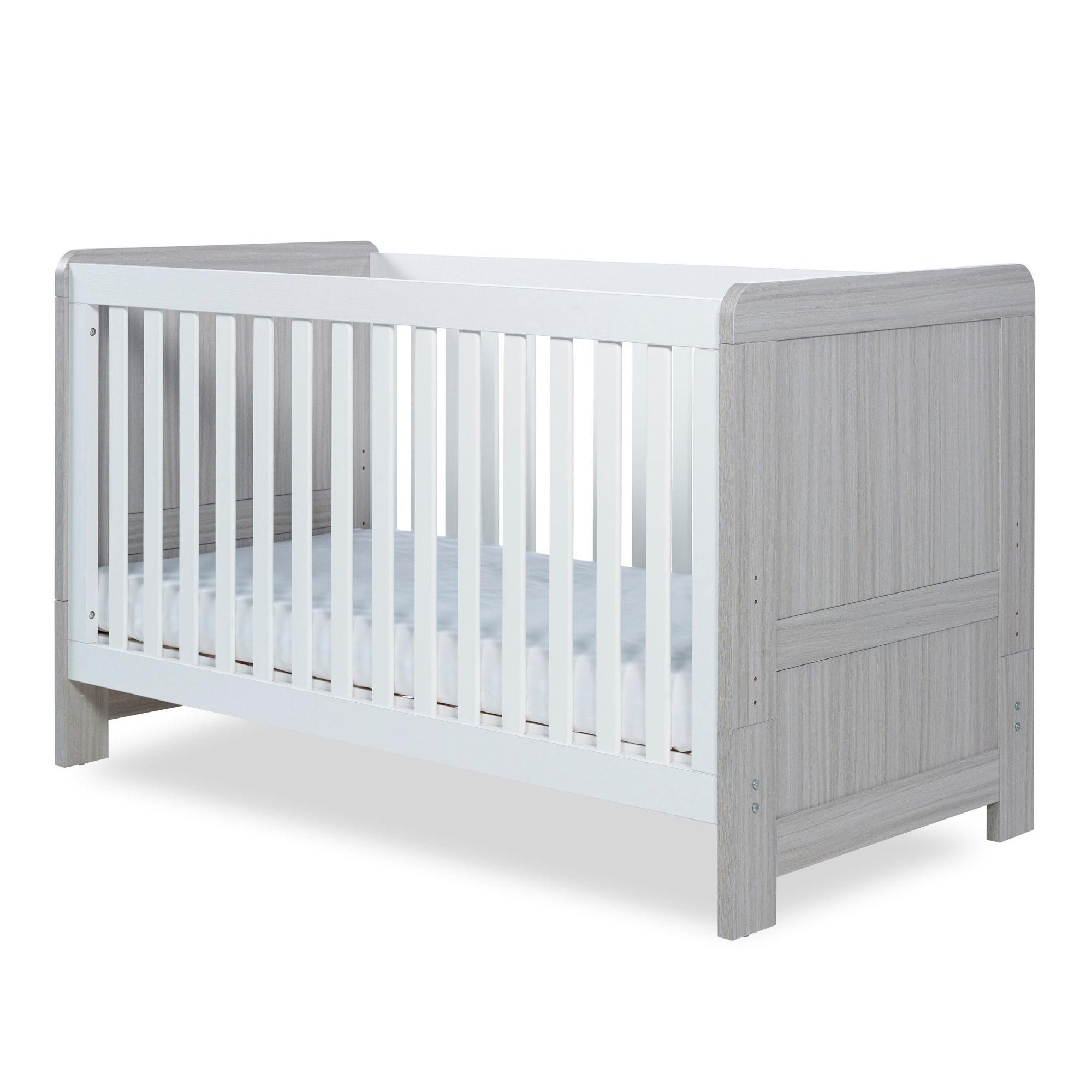 Ash Grey & Whit - Ickle Bubba - Pembrey Cot Bed and Premium Sprung Mattress - 1