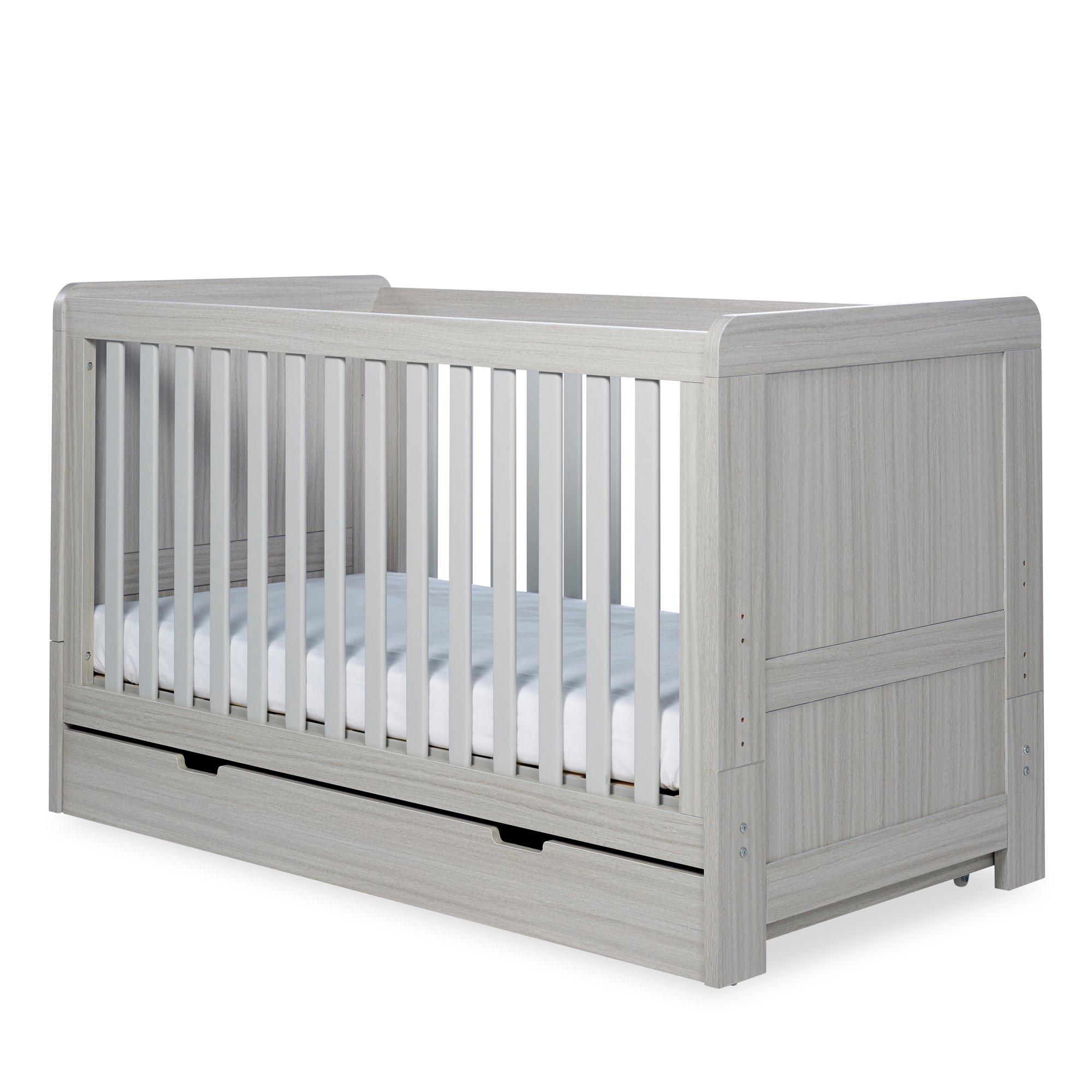Ash Grey - Ickle Bubba - Pembrey Cot Bed Under Drawer&All Seasons Mattress - 1