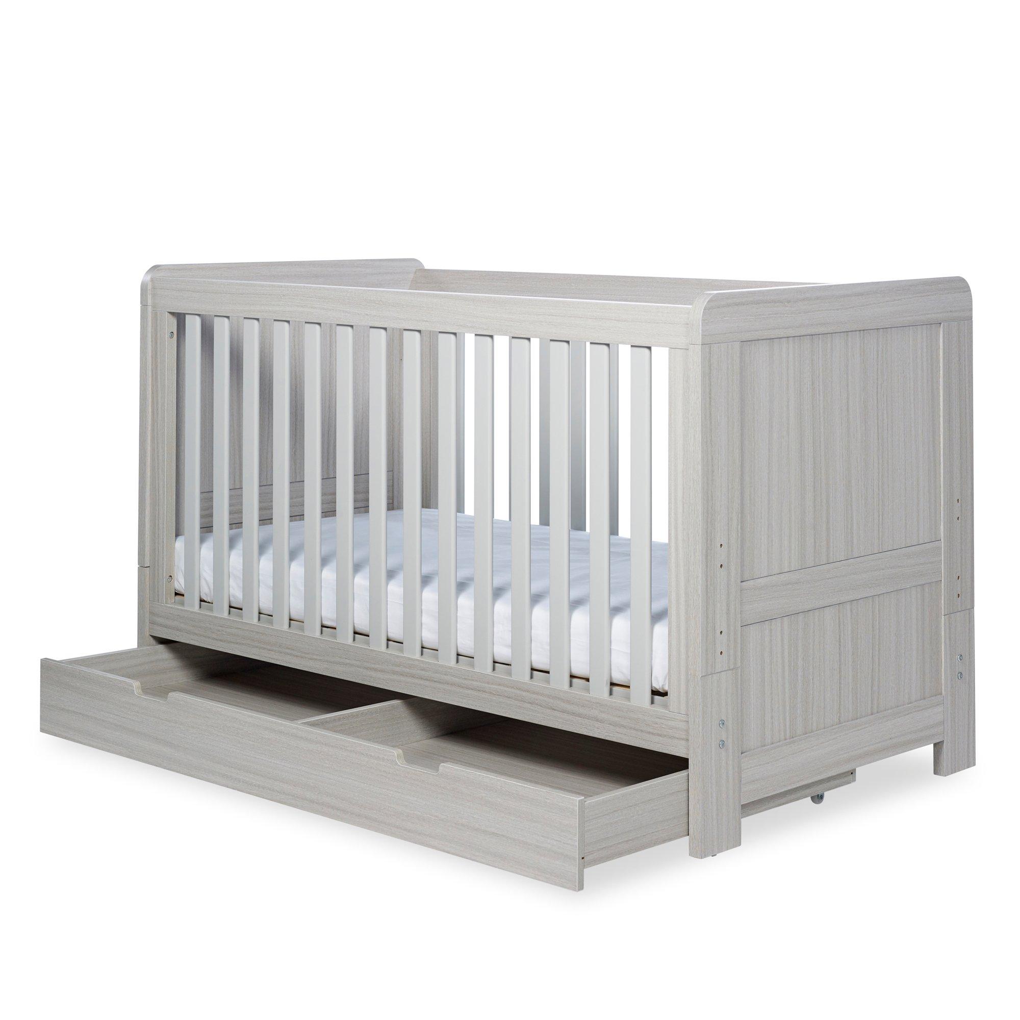 Ash Grey - Ickle Bubba - Pembrey Cot Bed Under Drawer&All Seasons Mattress - 8