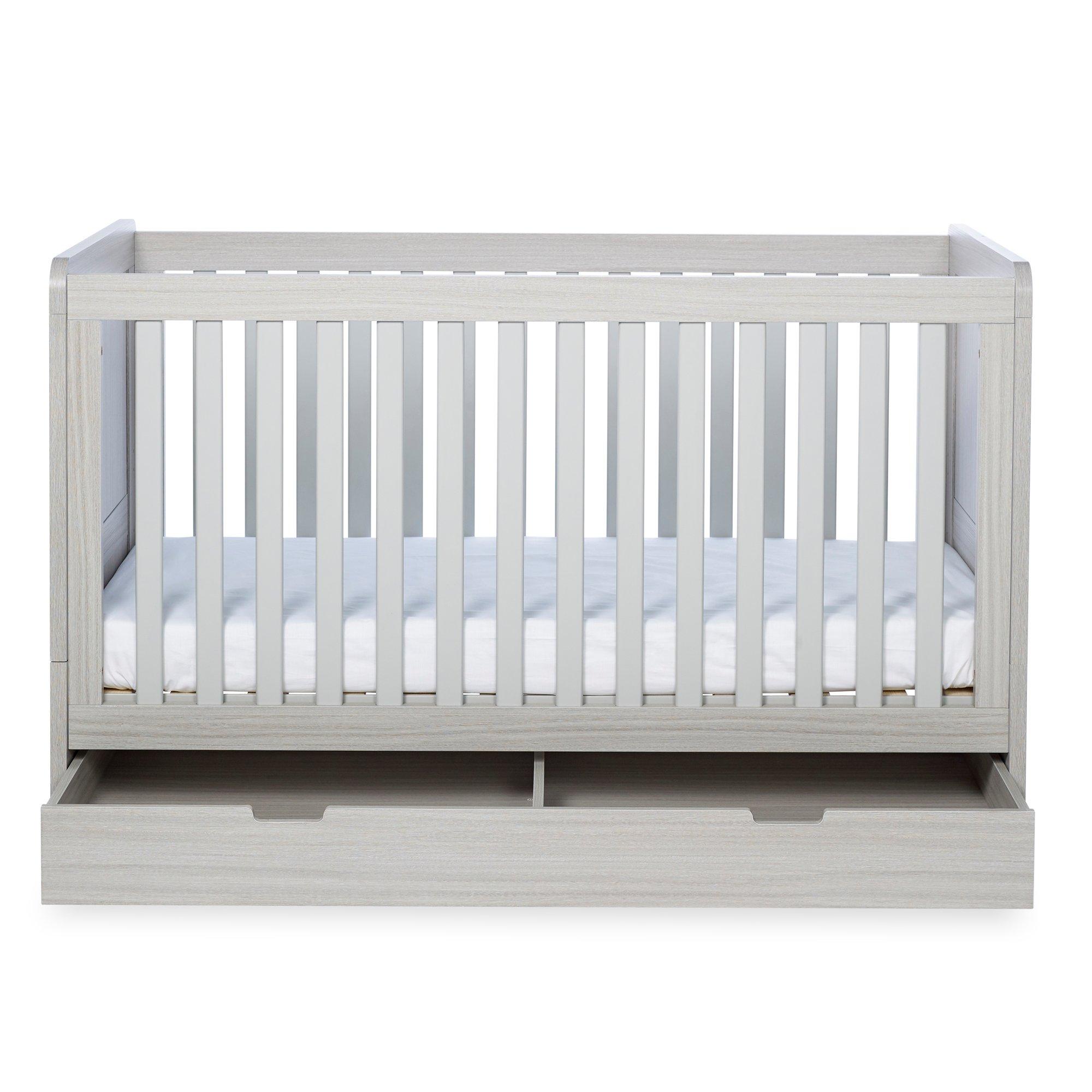 Ash Grey - Ickle Bubba - Pembrey Cot Bed Under Drawer&All Seasons Mattress - 9