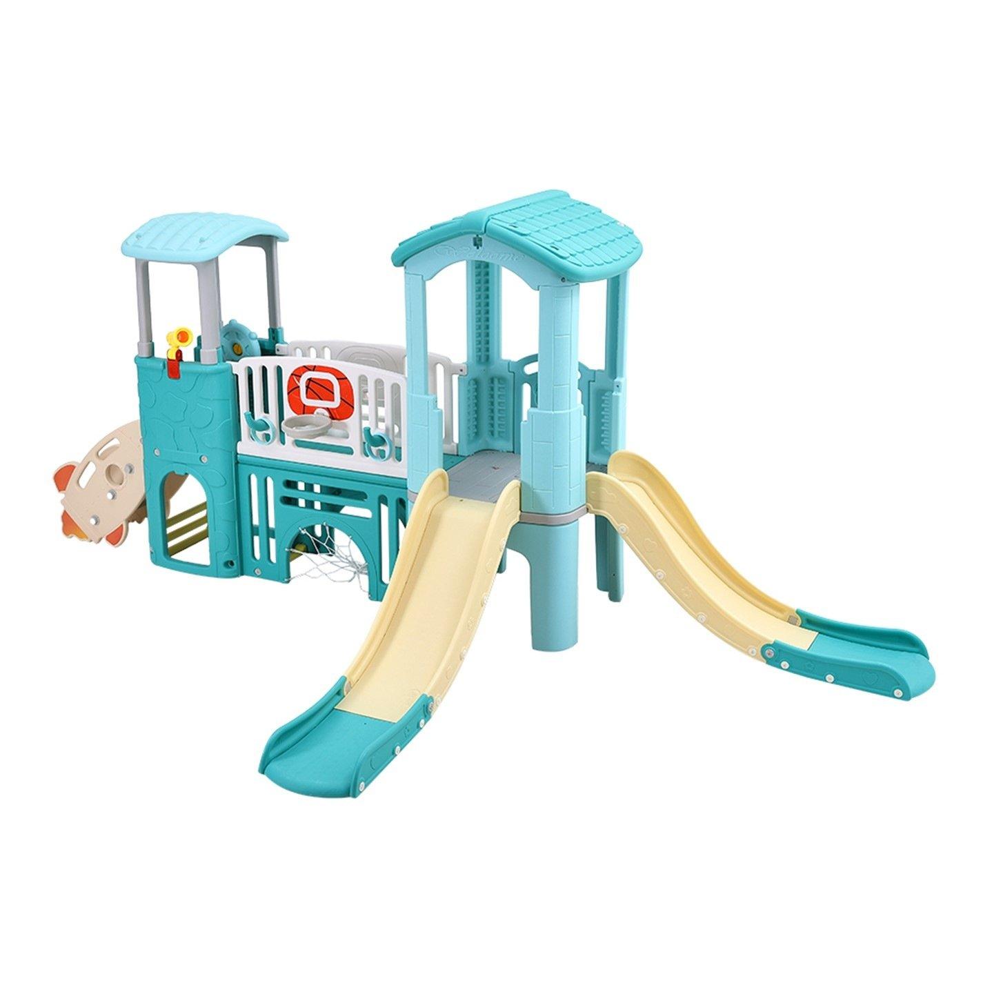 Green And Yello - KIDKID - Toddlers Slide Climber with Balls and Ring Toss - 3