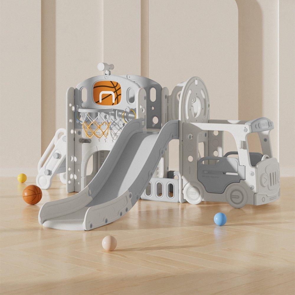 Beige And Grey - KIDKID - Toddler Playground Kids Play Climber Slide Playset - 1