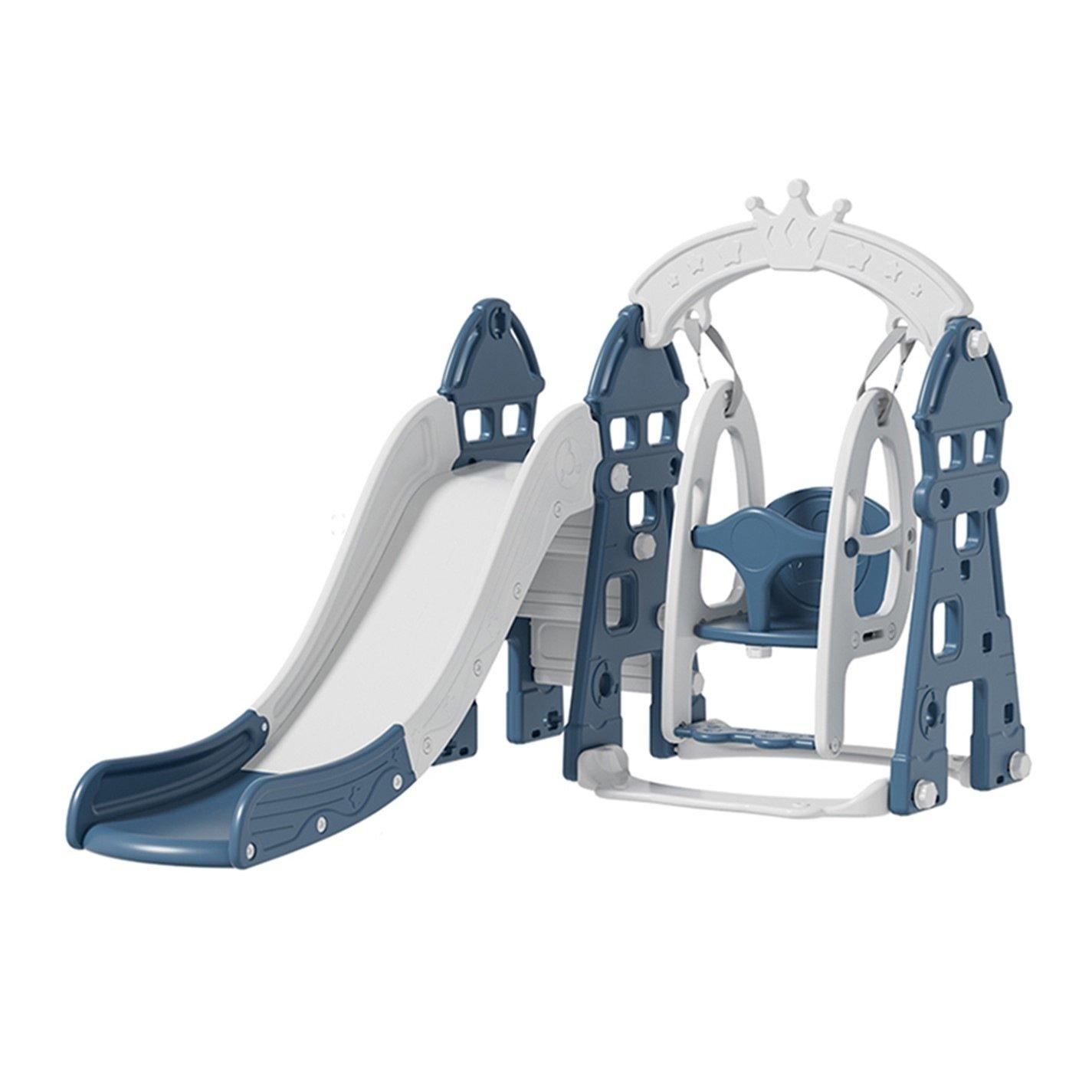 Blue - KIDKID - 3-in-1 Toddler Plastic Swing Slide Climber Playset - 2