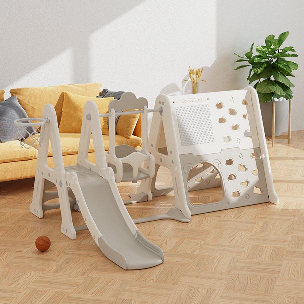Grey - KIDKID - 8-in-1 Toddler Swing and Slide Set - 1