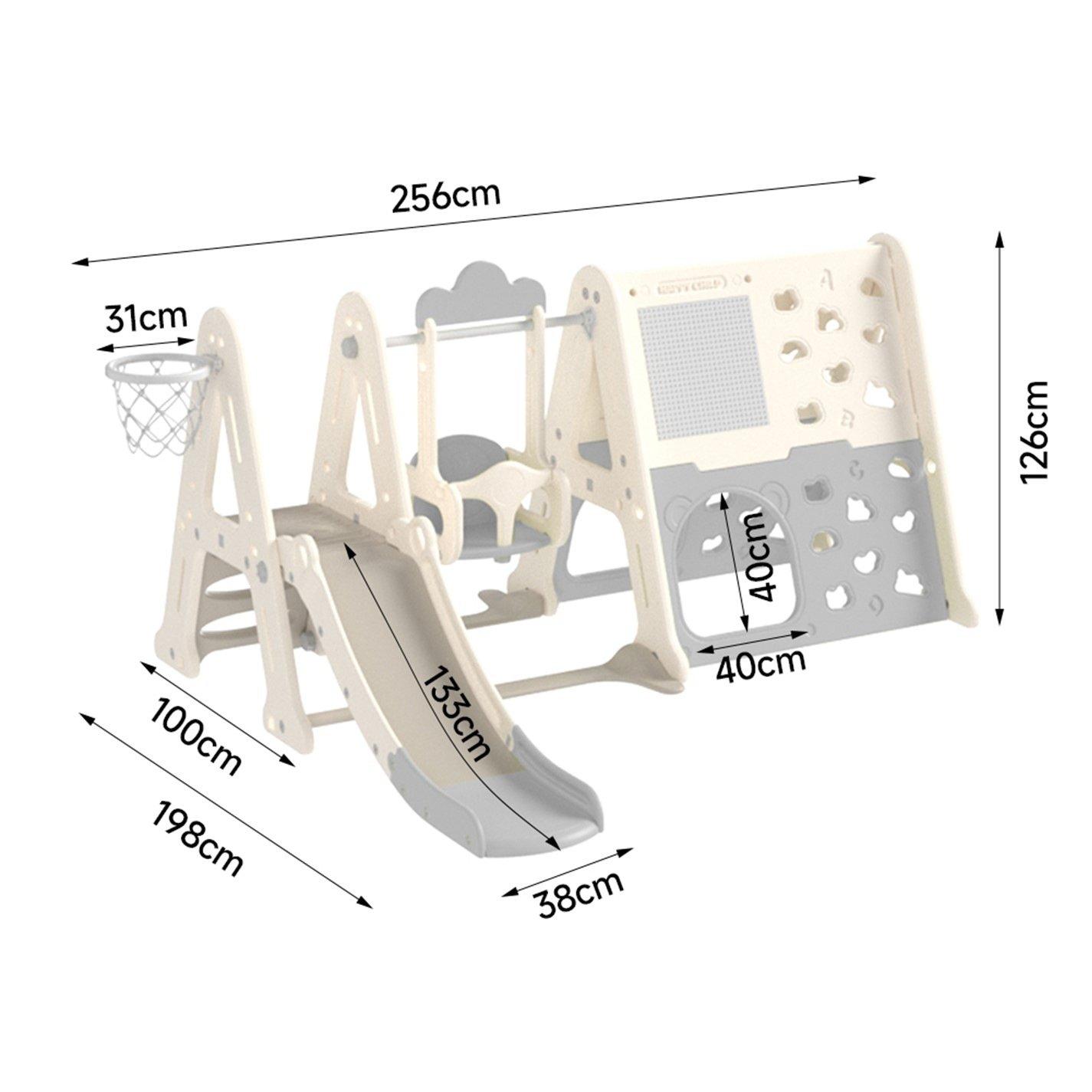 Grey - KIDKID - 8-in-1 Toddler Swing and Slide Set - 3