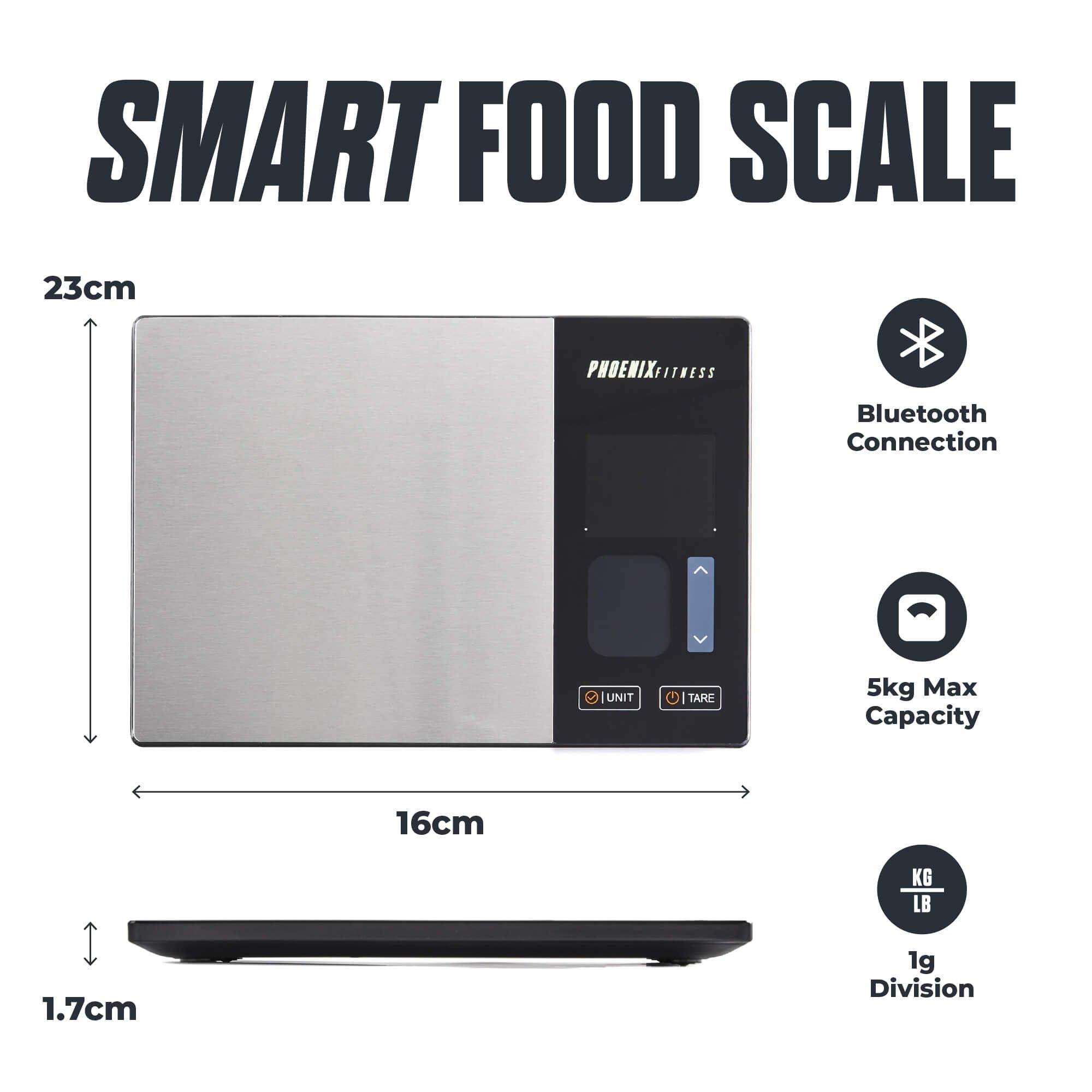 Black - Phoenix Fitness - Smart Food Scale Bluetooth - 5