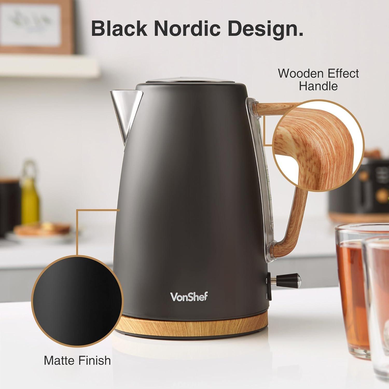 Black - VonShef - VonShef - Fika  2 Slice Kettle & Toaster Set - 6