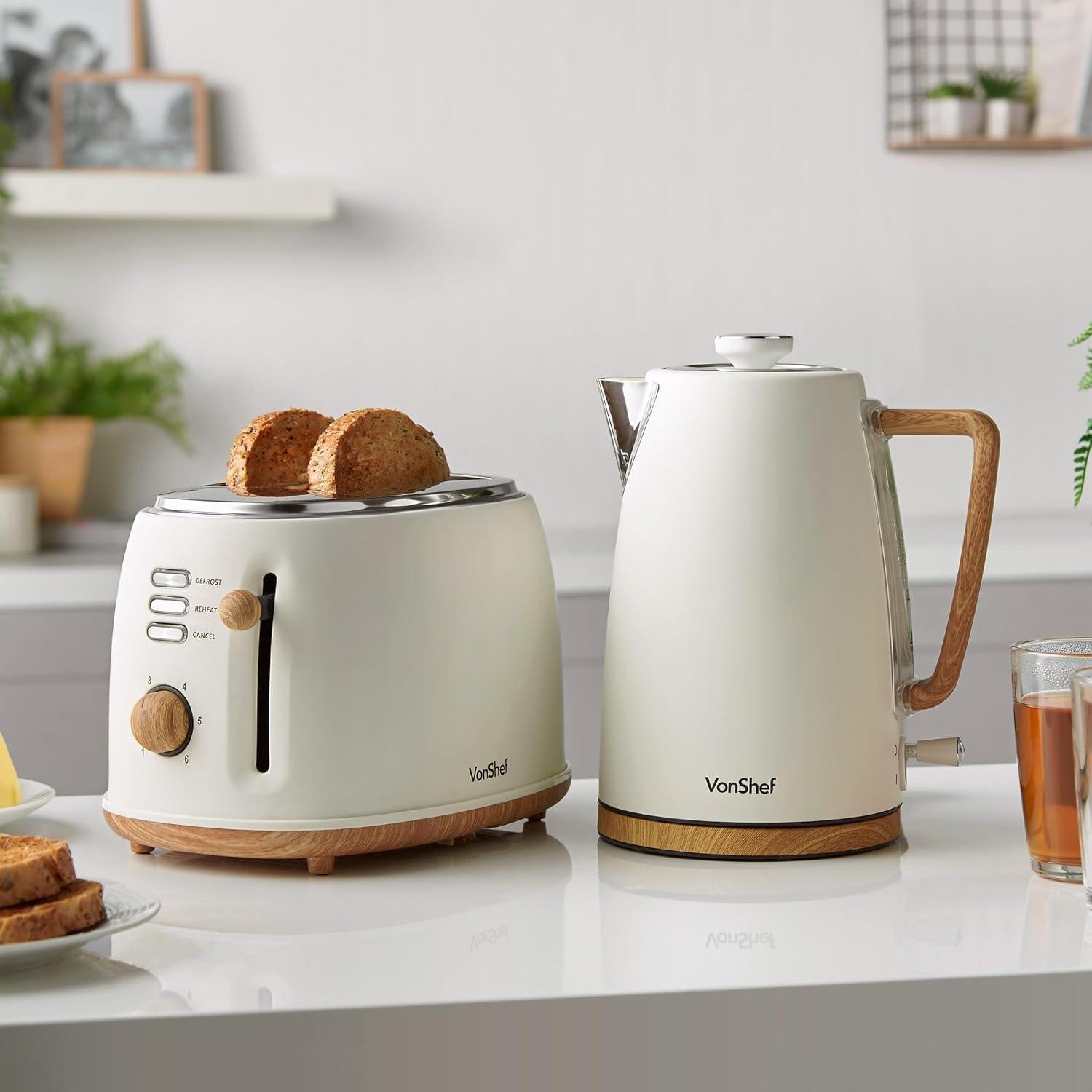 Cream - VonShef - VonShef - Fika  2 Slice Kettle & Toaster Set - 2