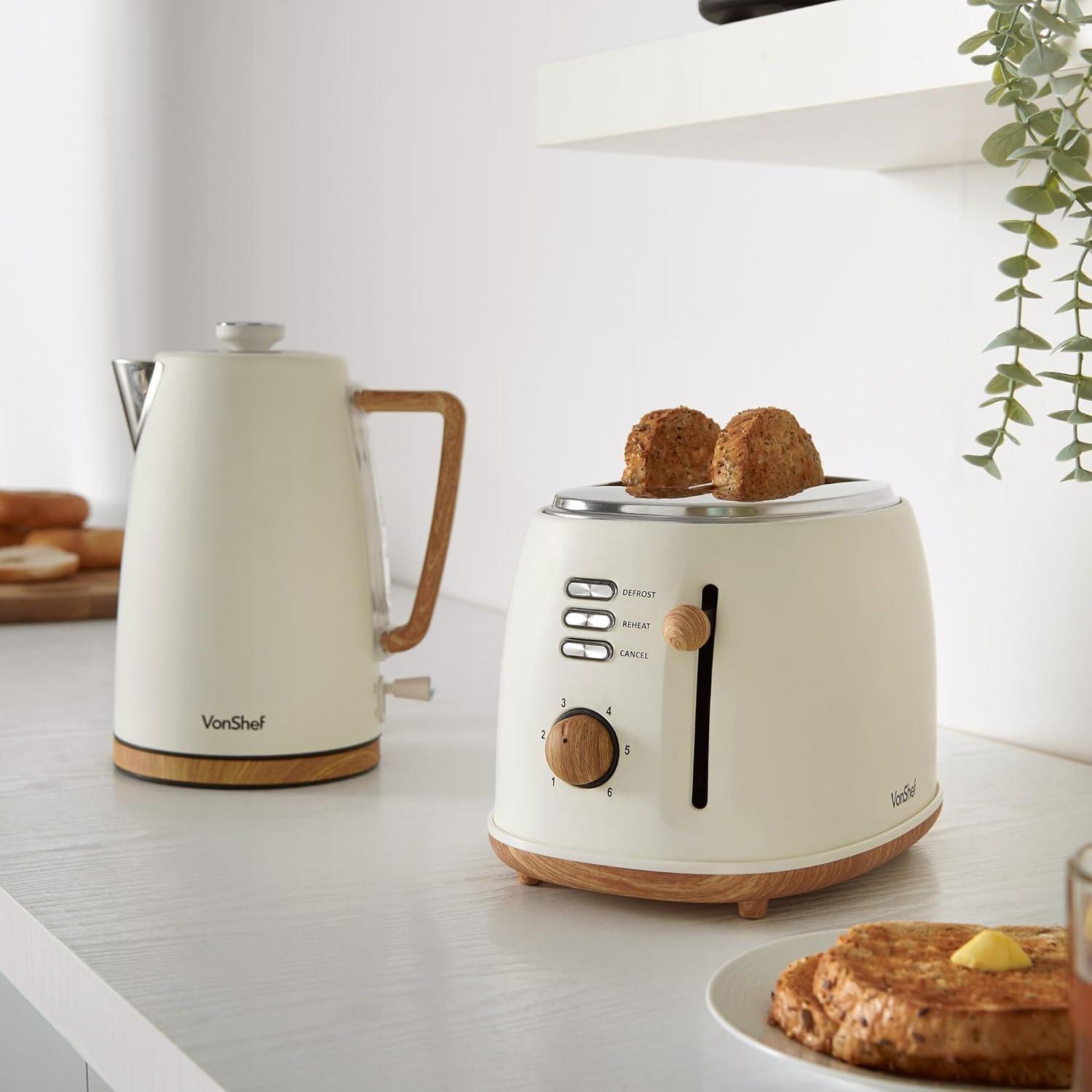 Cream - VonShef - VonShef - Fika  2 Slice Kettle & Toaster Set - 3