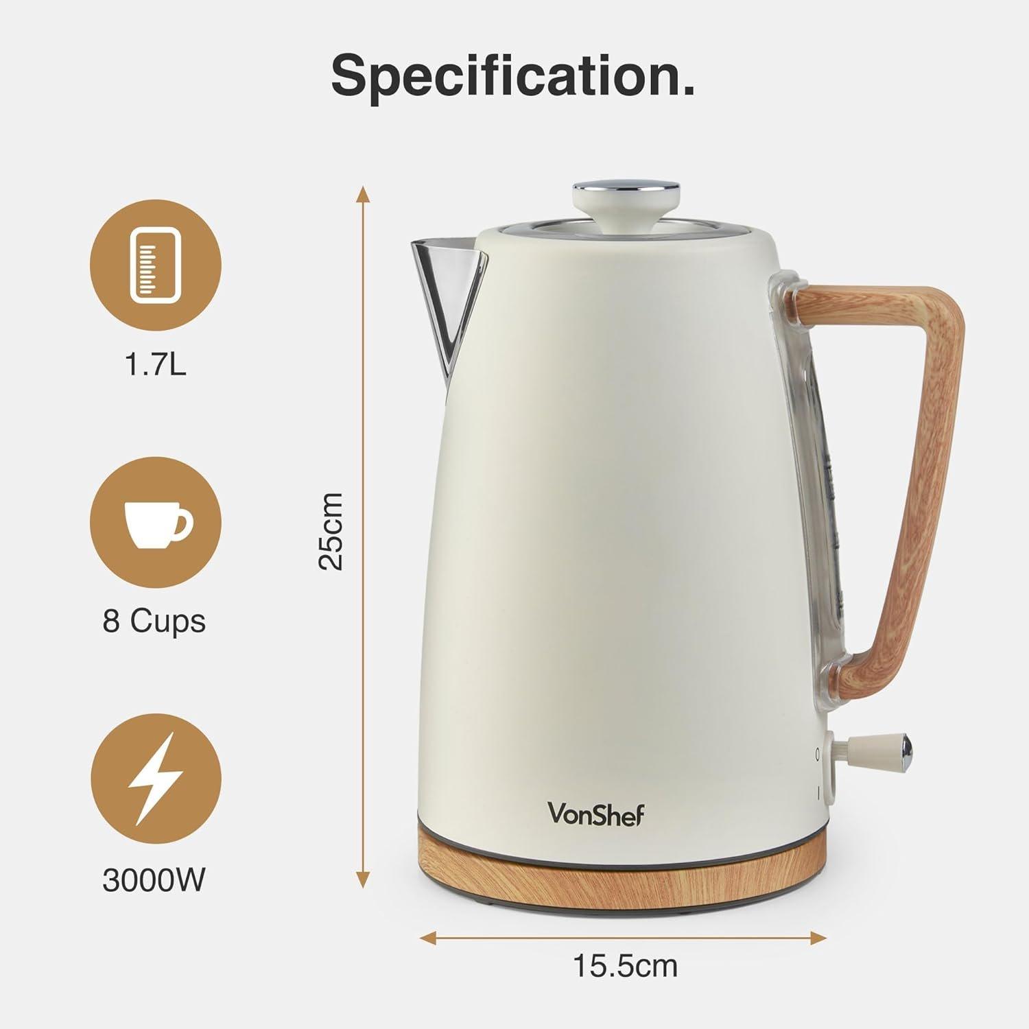 Cream - VonShef - VonShef - Fika  2 Slice Kettle & Toaster Set - 6